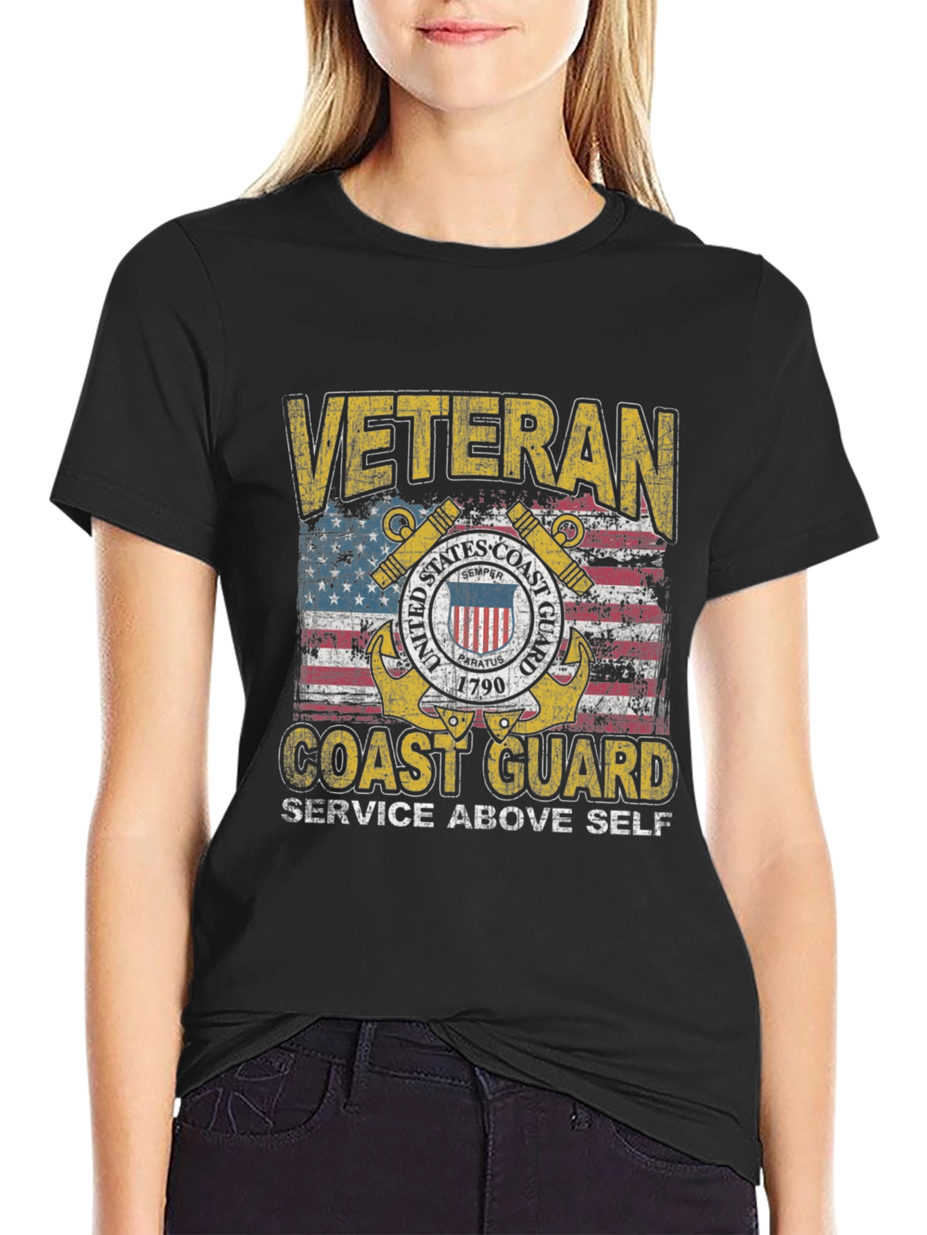 Veteran Coast Guard Distressed Graphic Tee