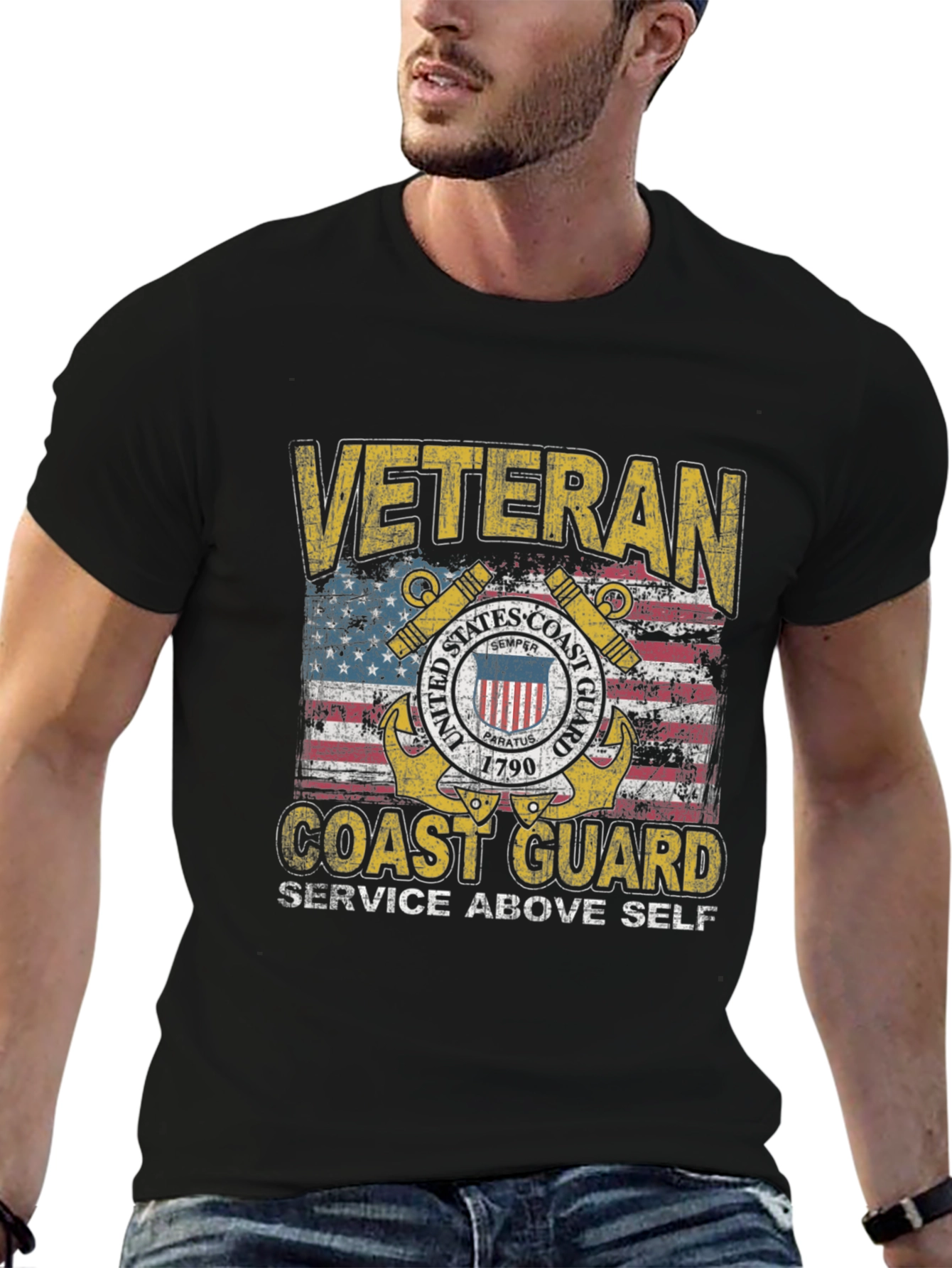 Veteran Coast Guard Distressed Graphic Tee