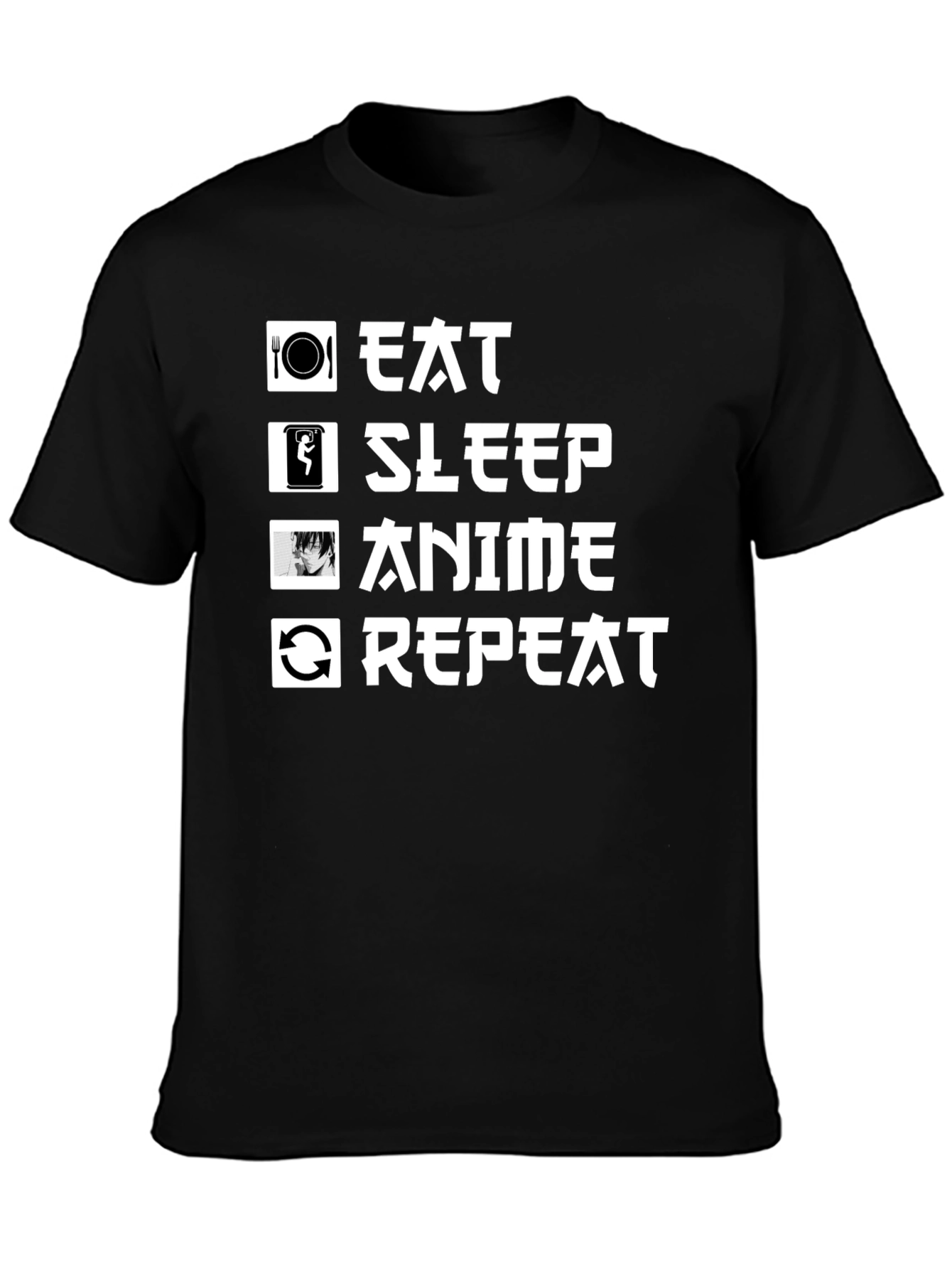 Eat Sleep Anime Repeat Graphic Tee
