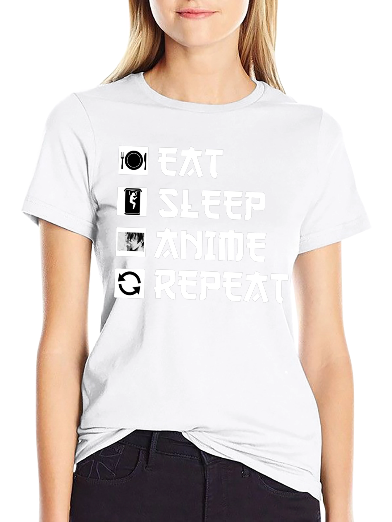Eat Sleep Anime Repeat Graphic Tee