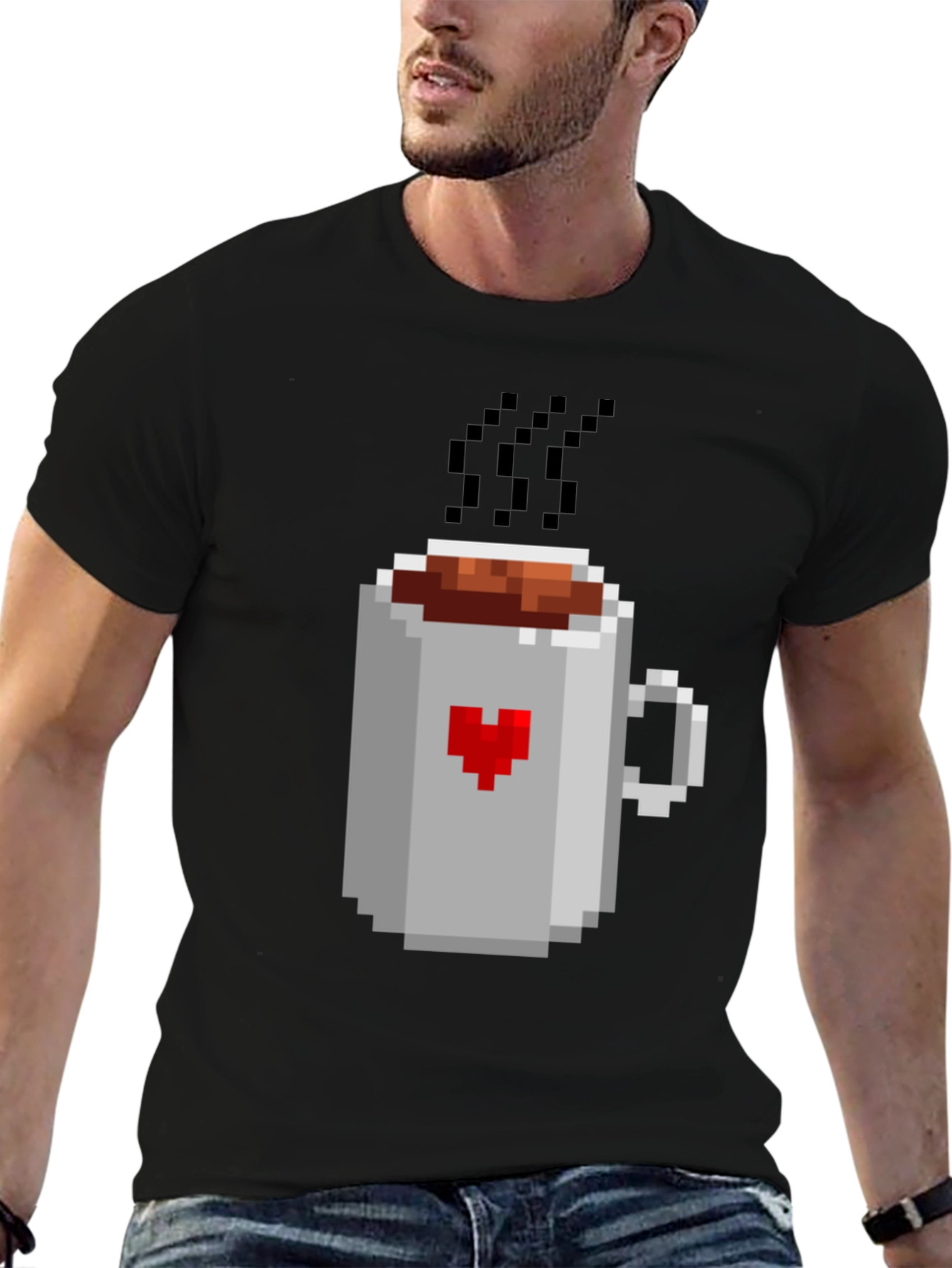 Pixel Heart Coffee Mug T-Shirt - Gamer Style Tee