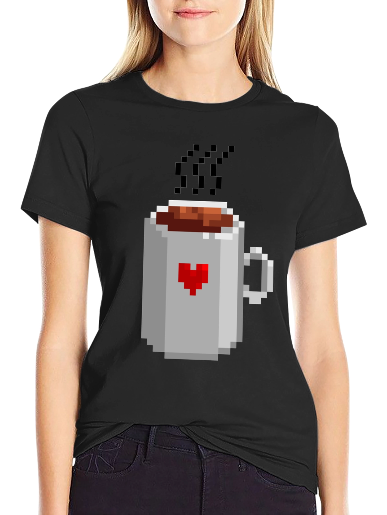 Pixel Heart Coffee Mug T-Shirt - Gamer Style Tee