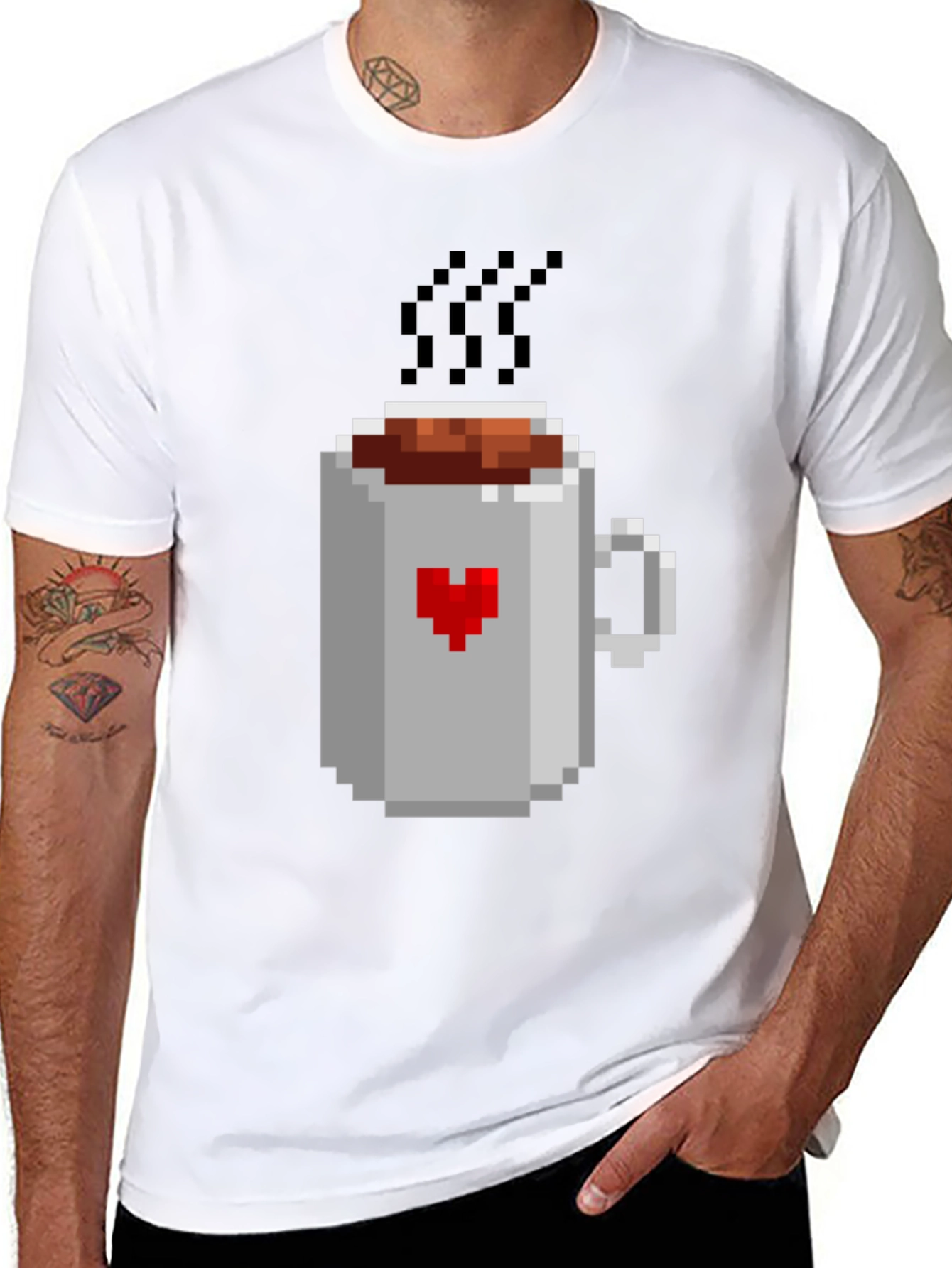 Pixel Heart Coffee Mug T-Shirt - Gamer Style Tee