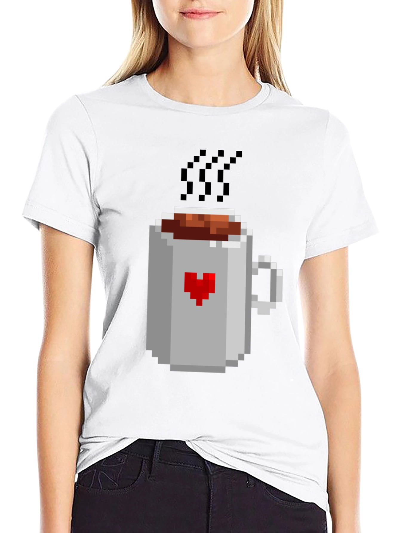 Pixel Heart Coffee Mug T-Shirt - Gamer Style Tee