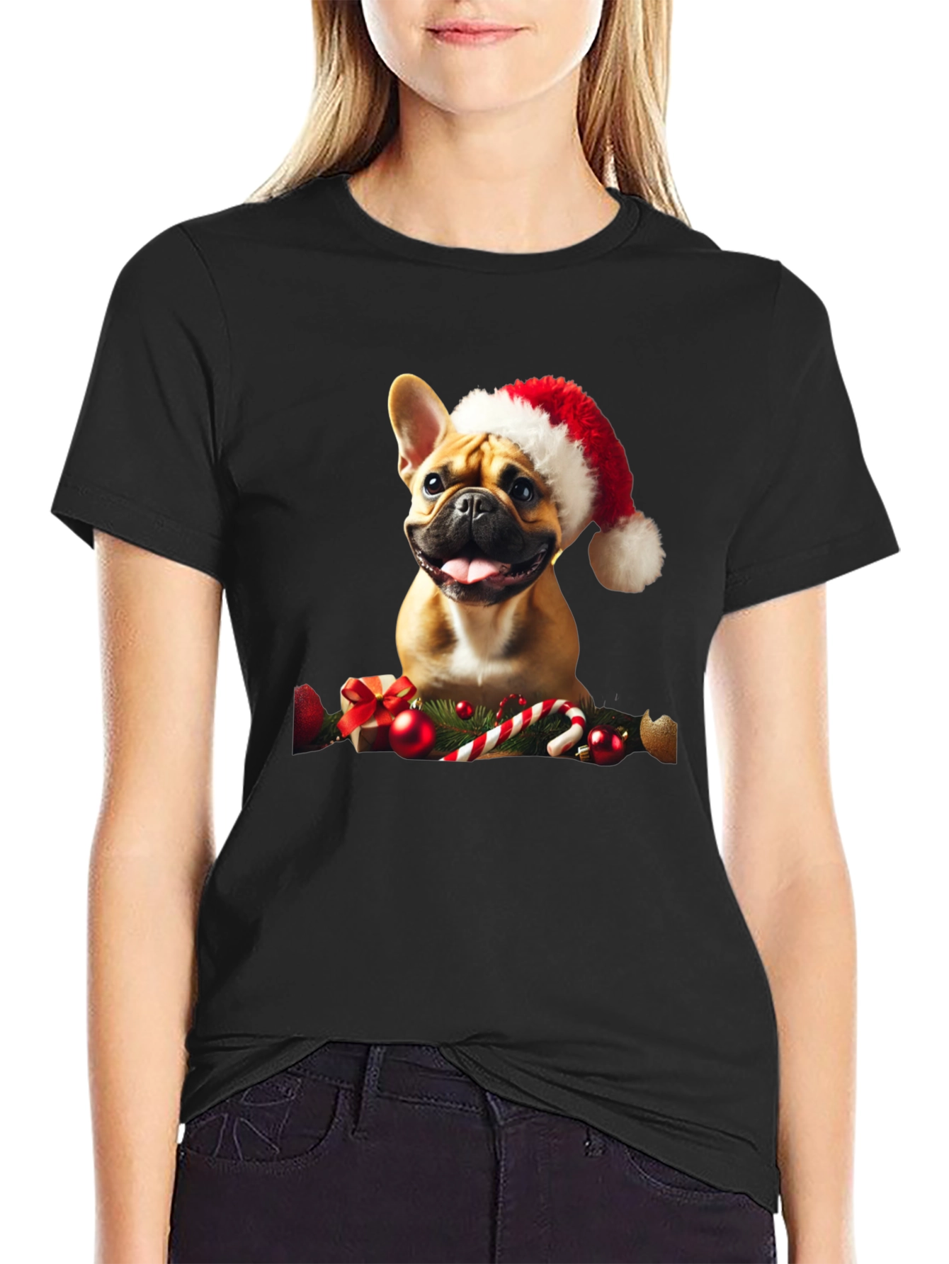 Festive French Bulldog Christmas T-Shirt