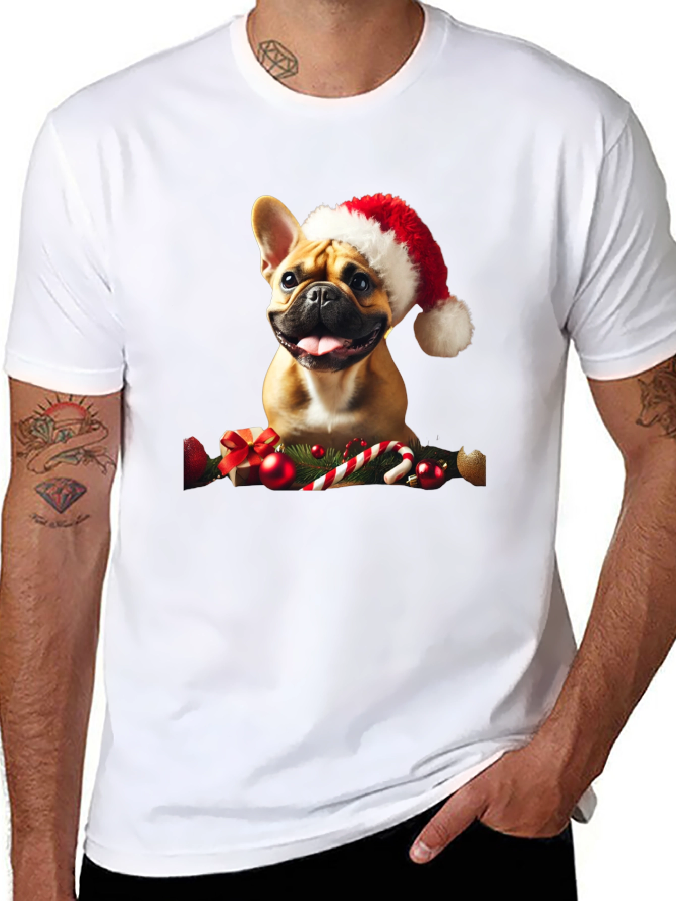 Festive French Bulldog Christmas T-Shirt