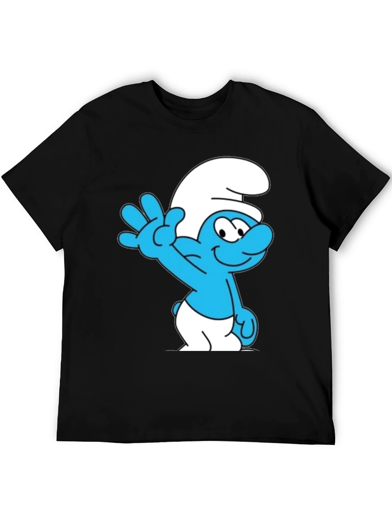 Smurf Cartoon Graphic Black T-Shirt
