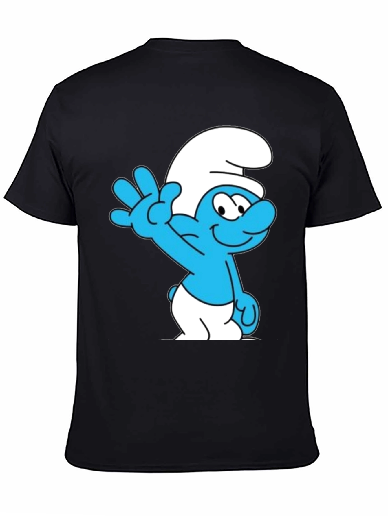 Smurf Cartoon Graphic Black T-Shirt