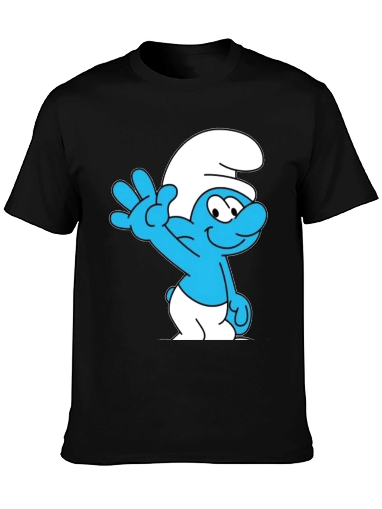 Smurf Cartoon Graphic Black T-Shirt