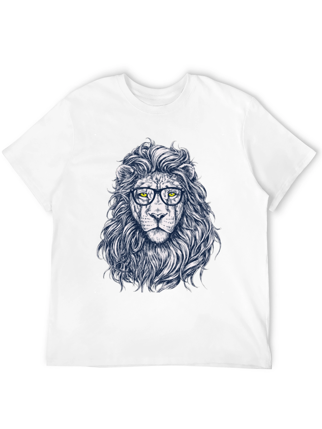 Lion with Glasses Black T-Shirt