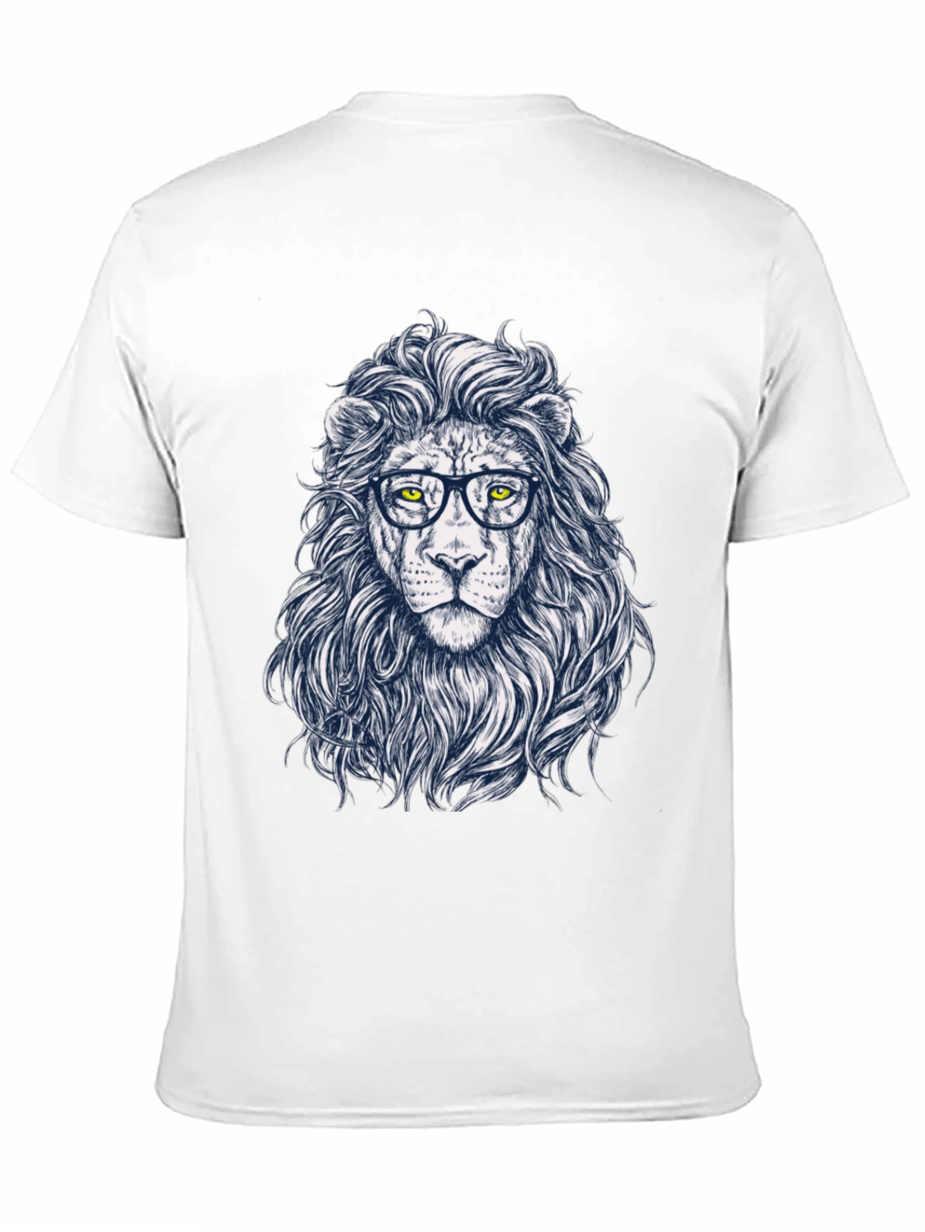 Lion with Glasses Black T-Shirt
