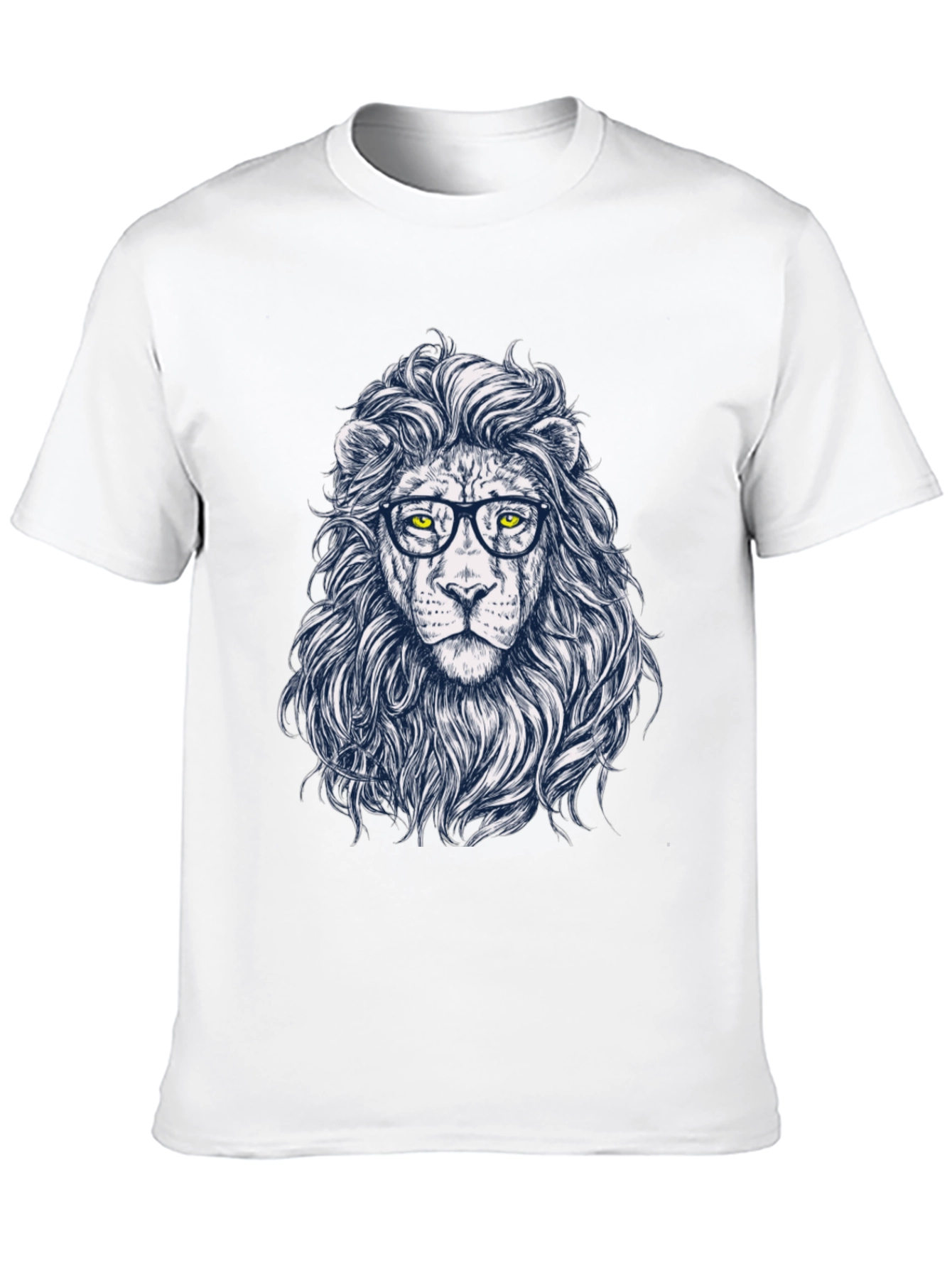 Lion with Glasses Black T-Shirt