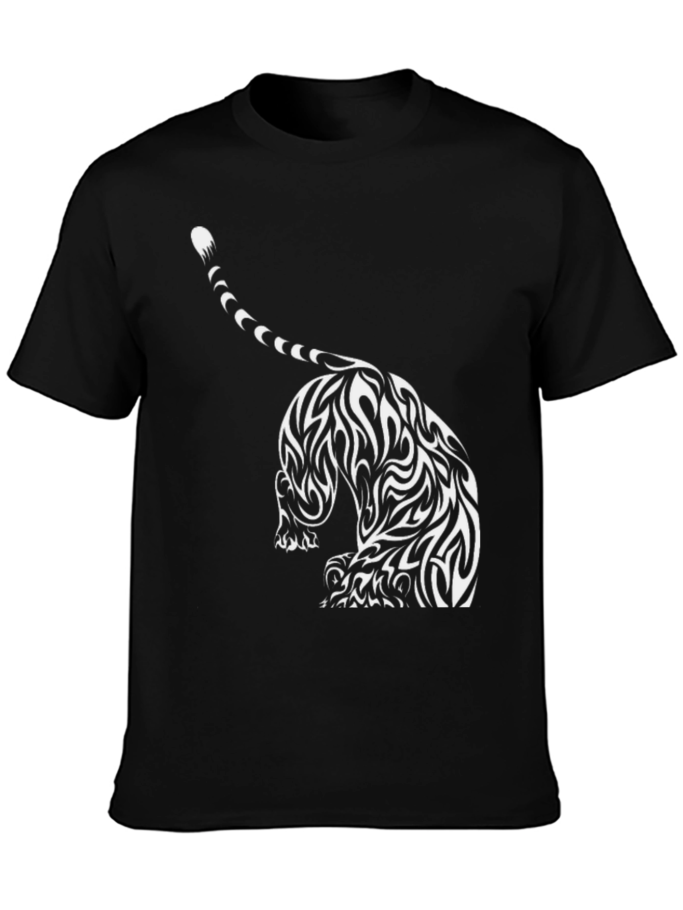 Black T-Shirt with Tribal Tiger Design
