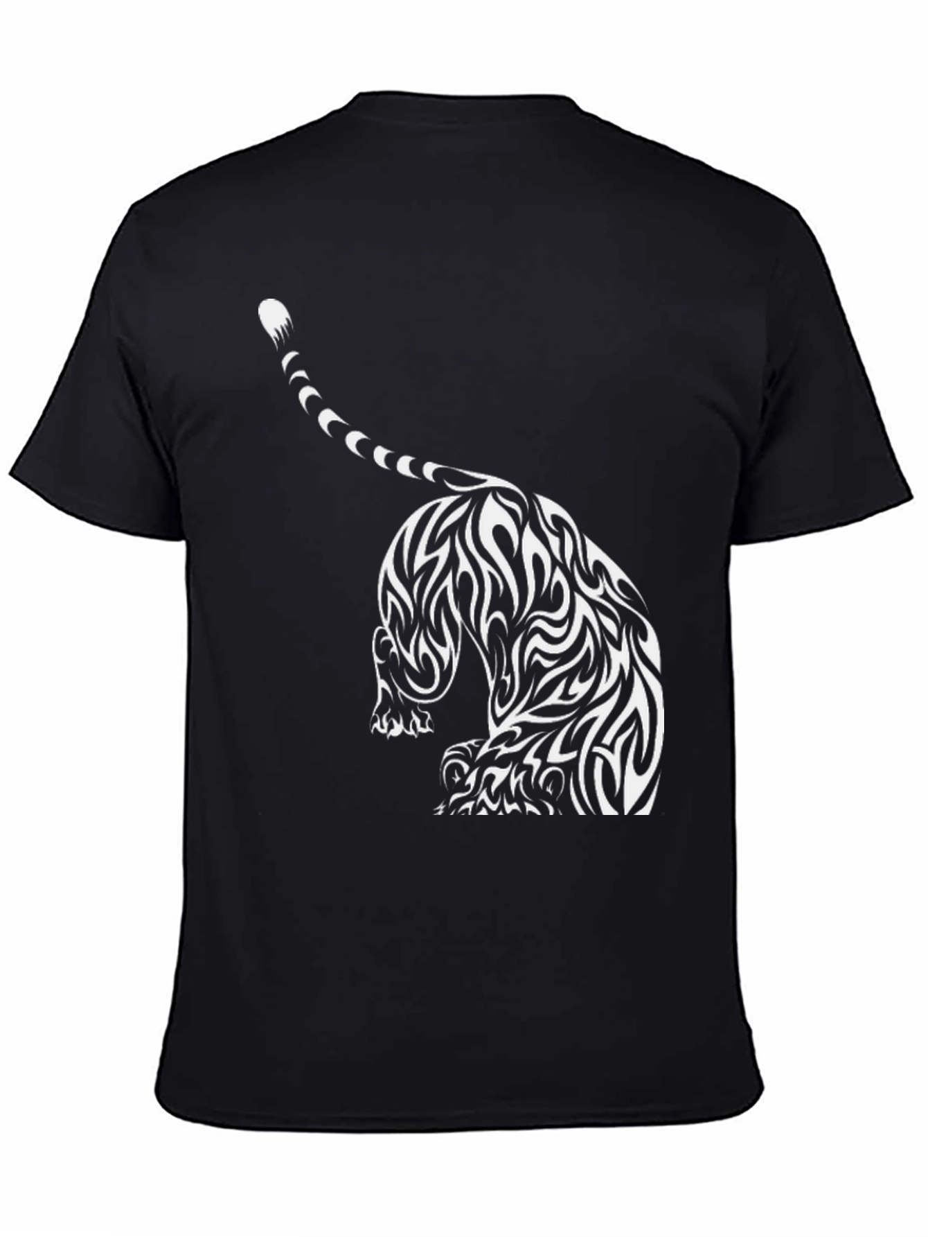 Black T-Shirt with Tribal Tiger Design