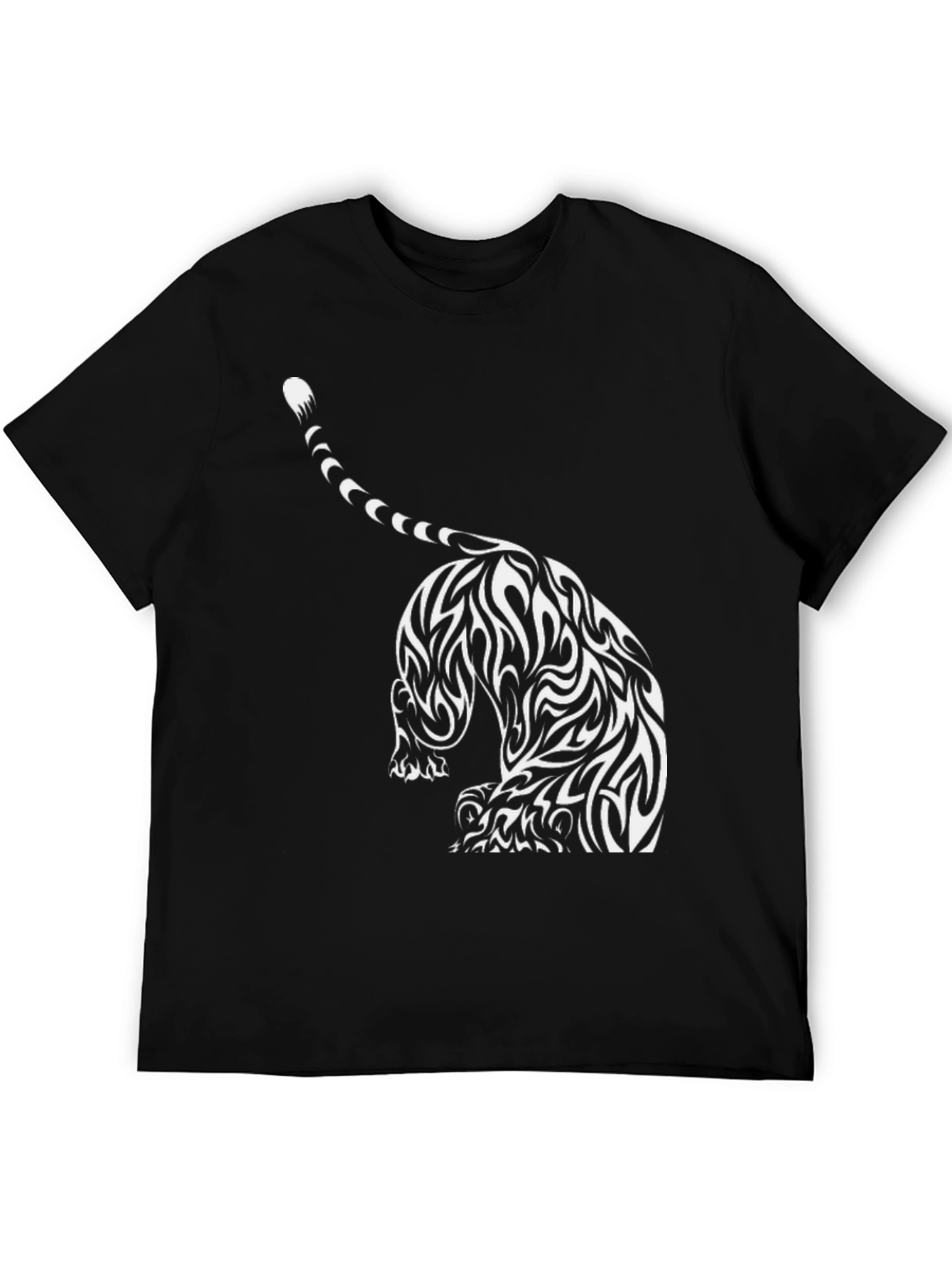 Black T-Shirt with Tribal Tiger Design