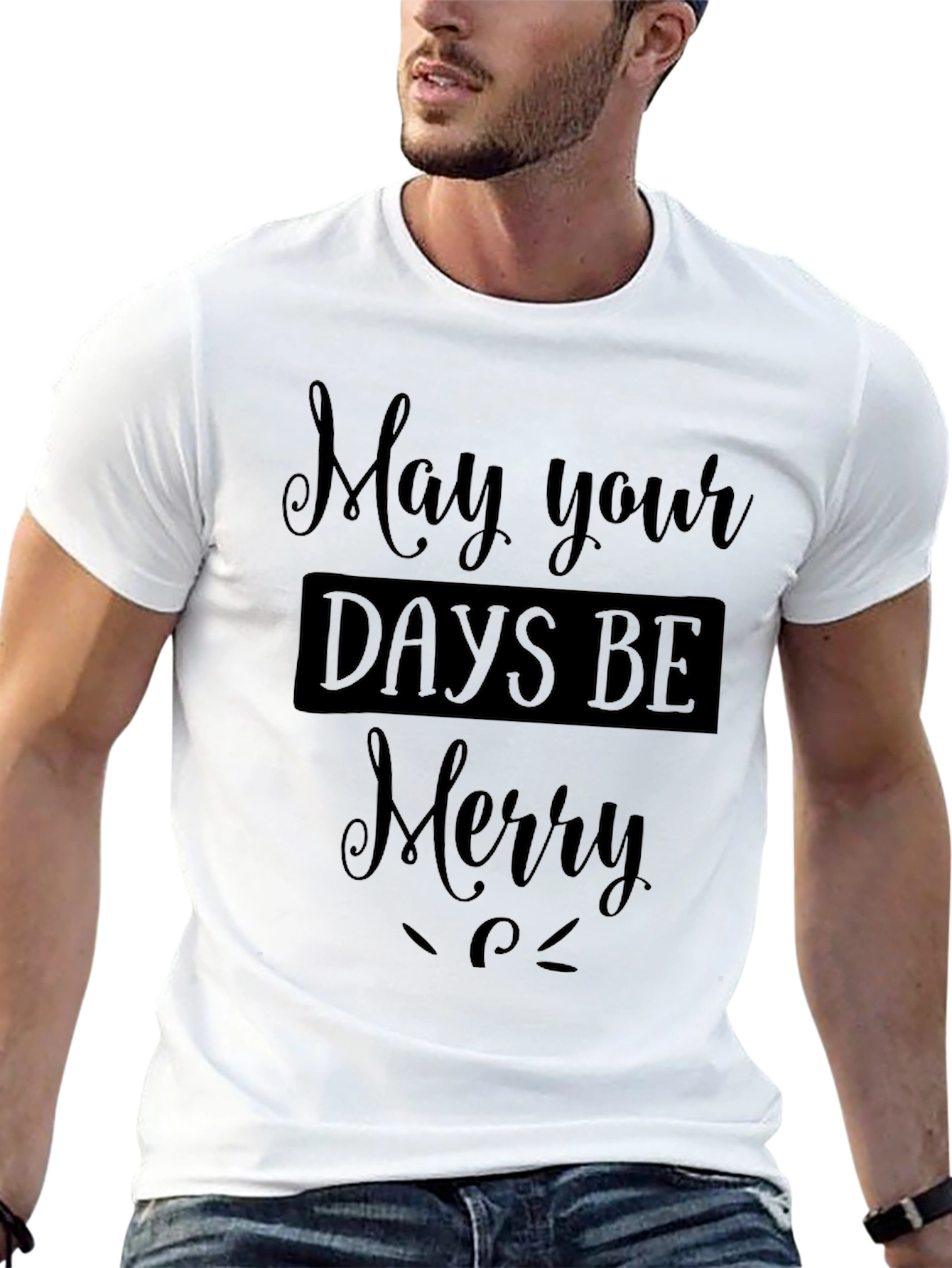Merry Days Black T-Shirt Holiday Festive Apparel