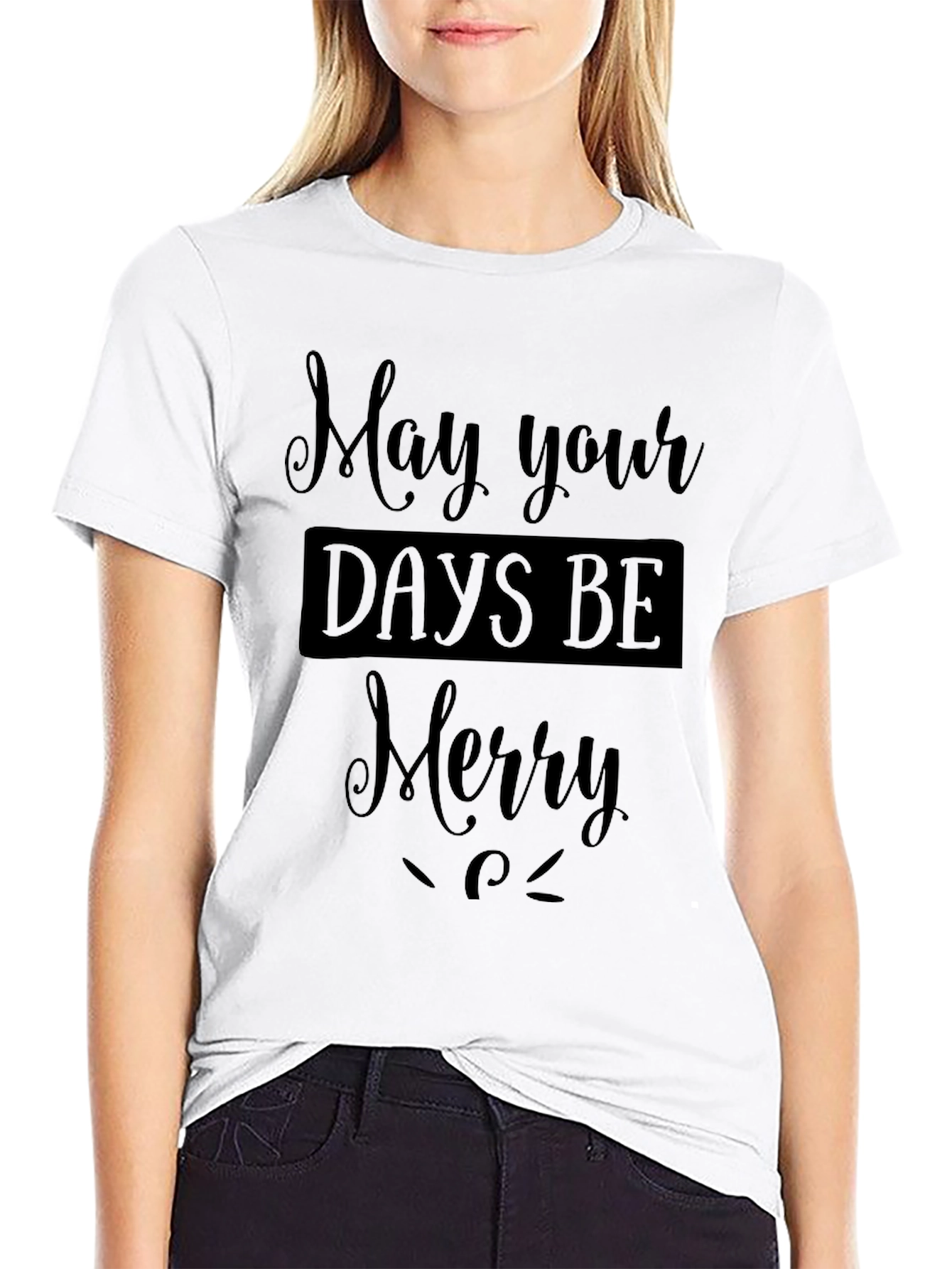 Merry Days Black T-Shirt Holiday Festive Apparel