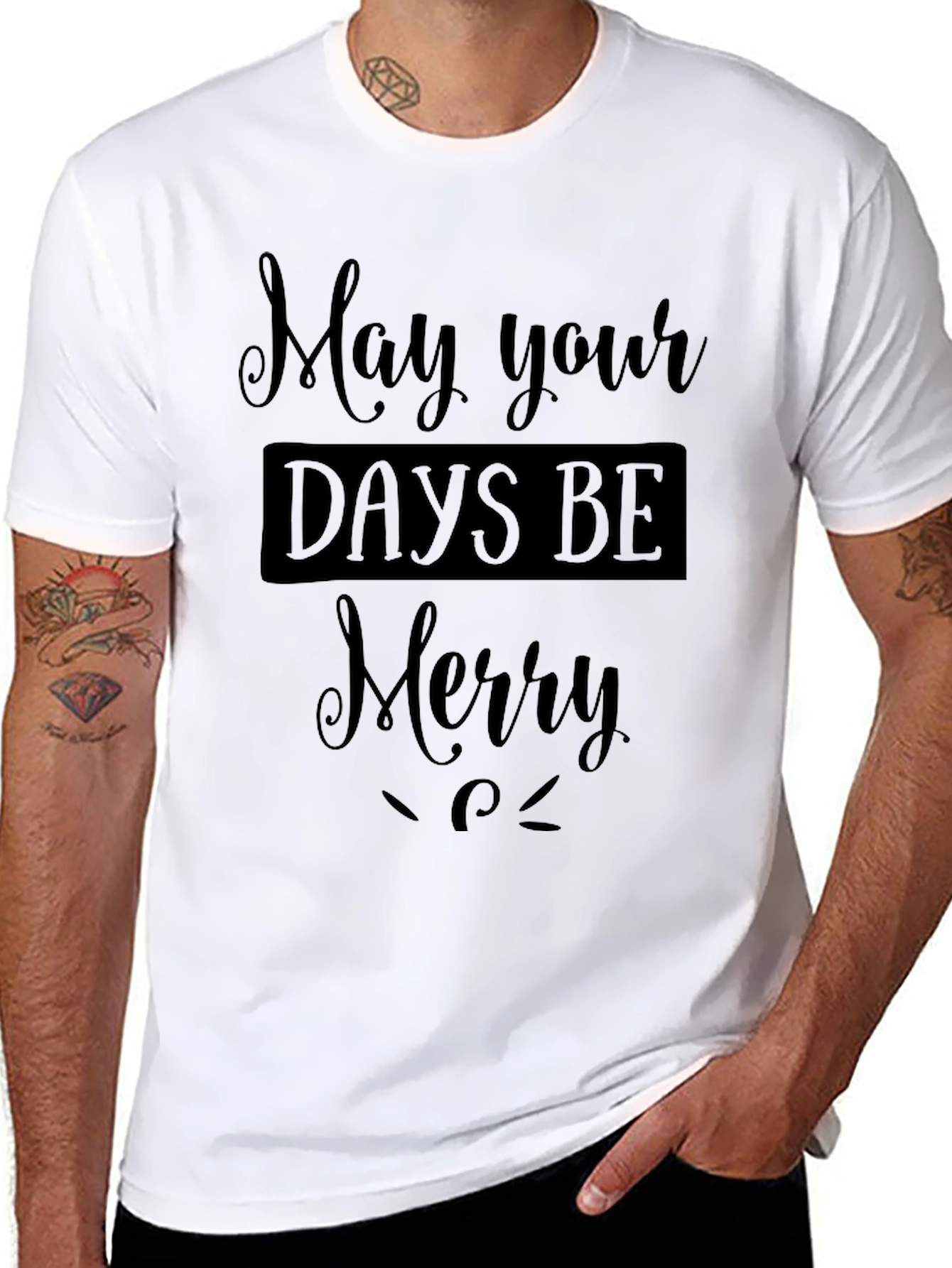 Merry Days Black T-Shirt Holiday Festive Apparel