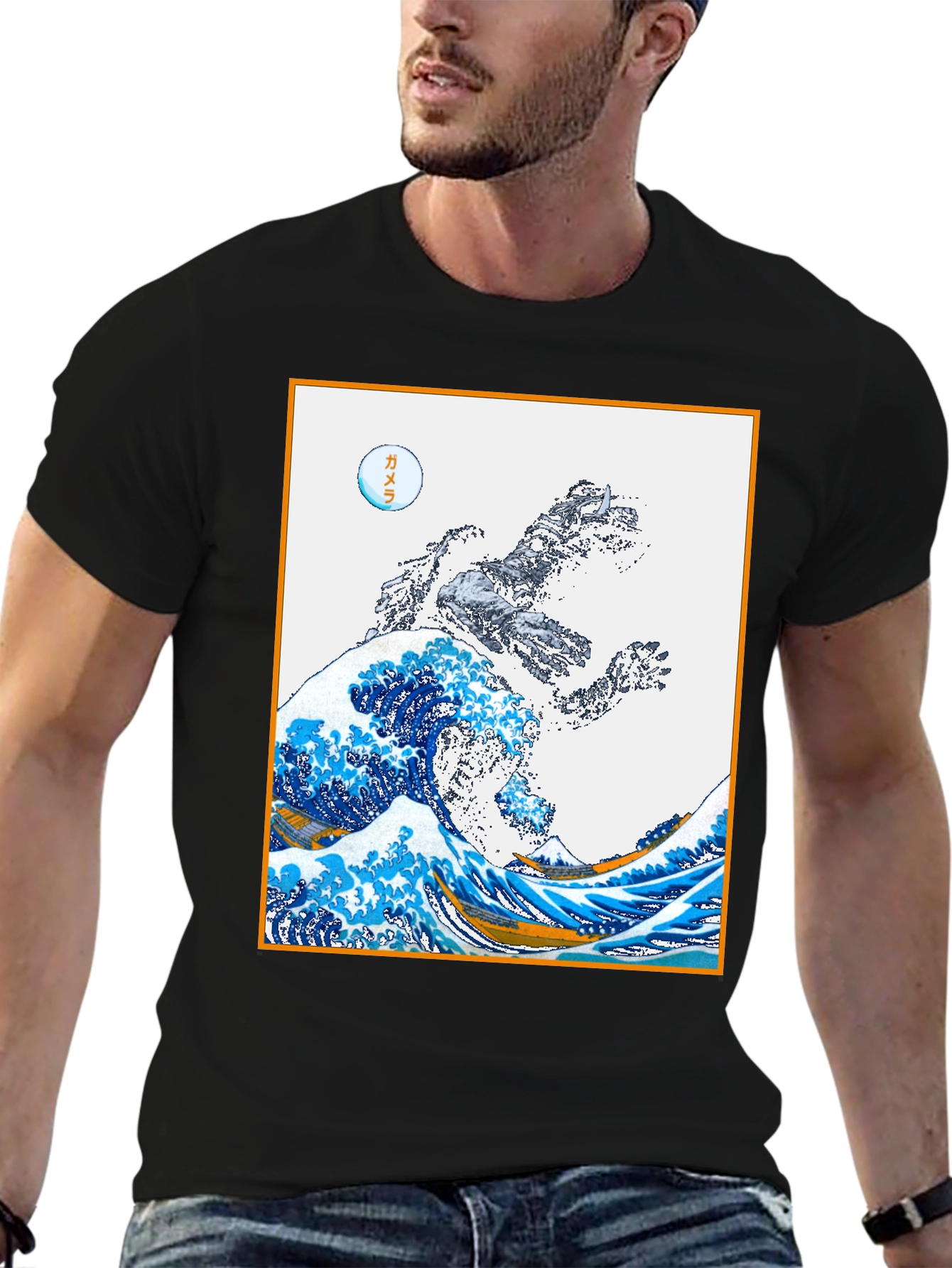 Godzilla Great Wave Graphic Tee - Black