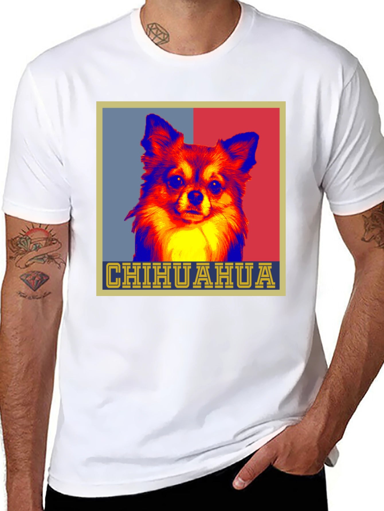 Chihuahua Dog Pop Art Graphic Print Tee