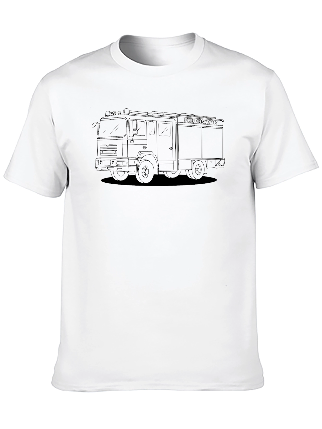 Fire Truck Outline Black T-Shirt