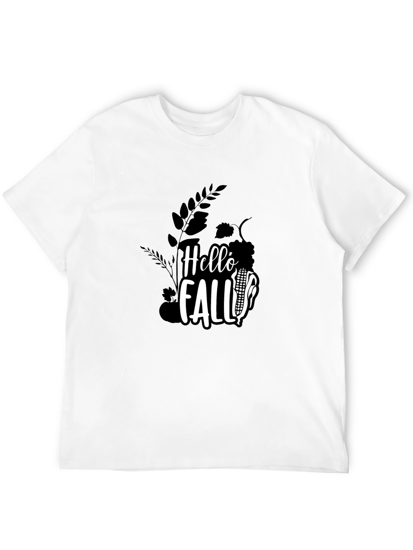Hello Fall Graphic Tee - Black Cotton Shirt