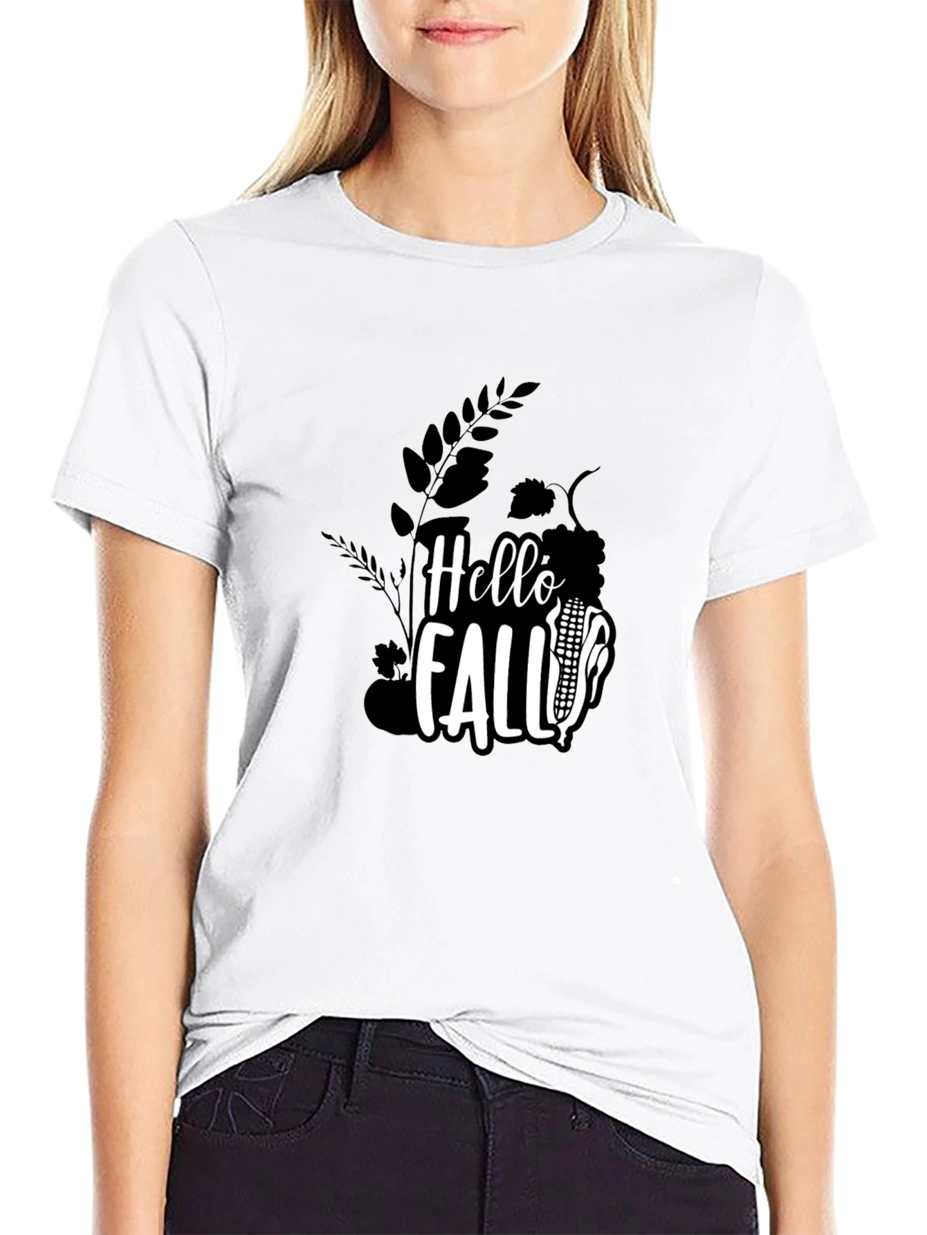 Hello Fall Graphic Tee - Black Cotton Shirt