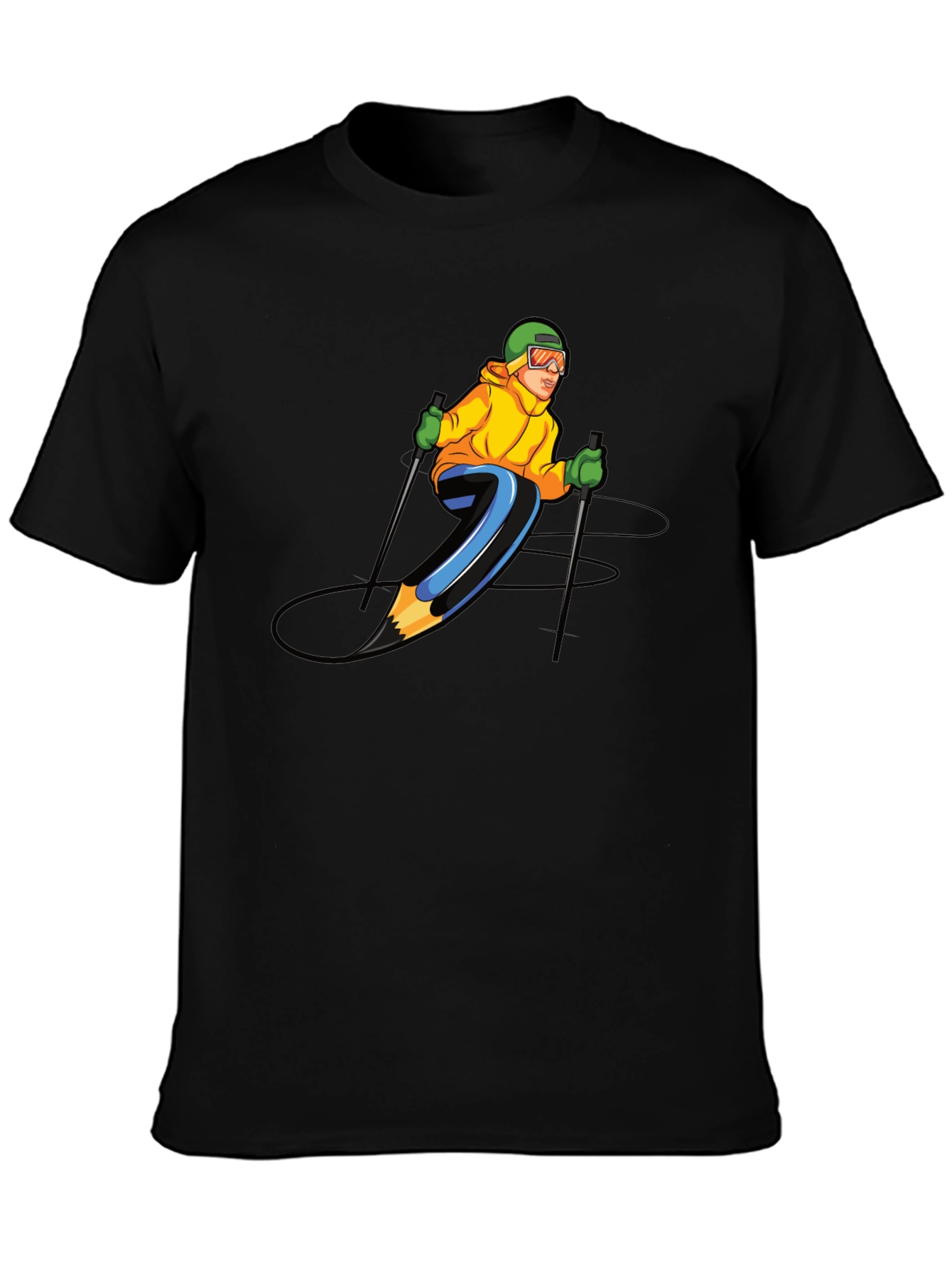 Skiing Pencil Graphic T-Shirt