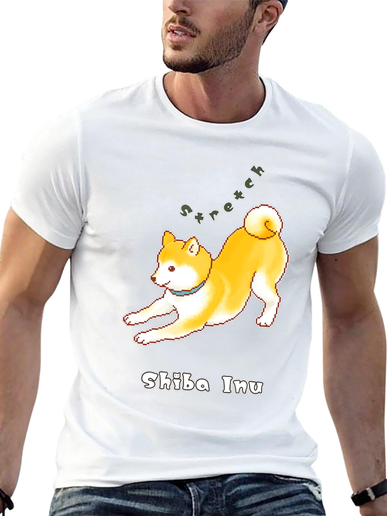 Shiba Inu Stretch Black T-Shirt