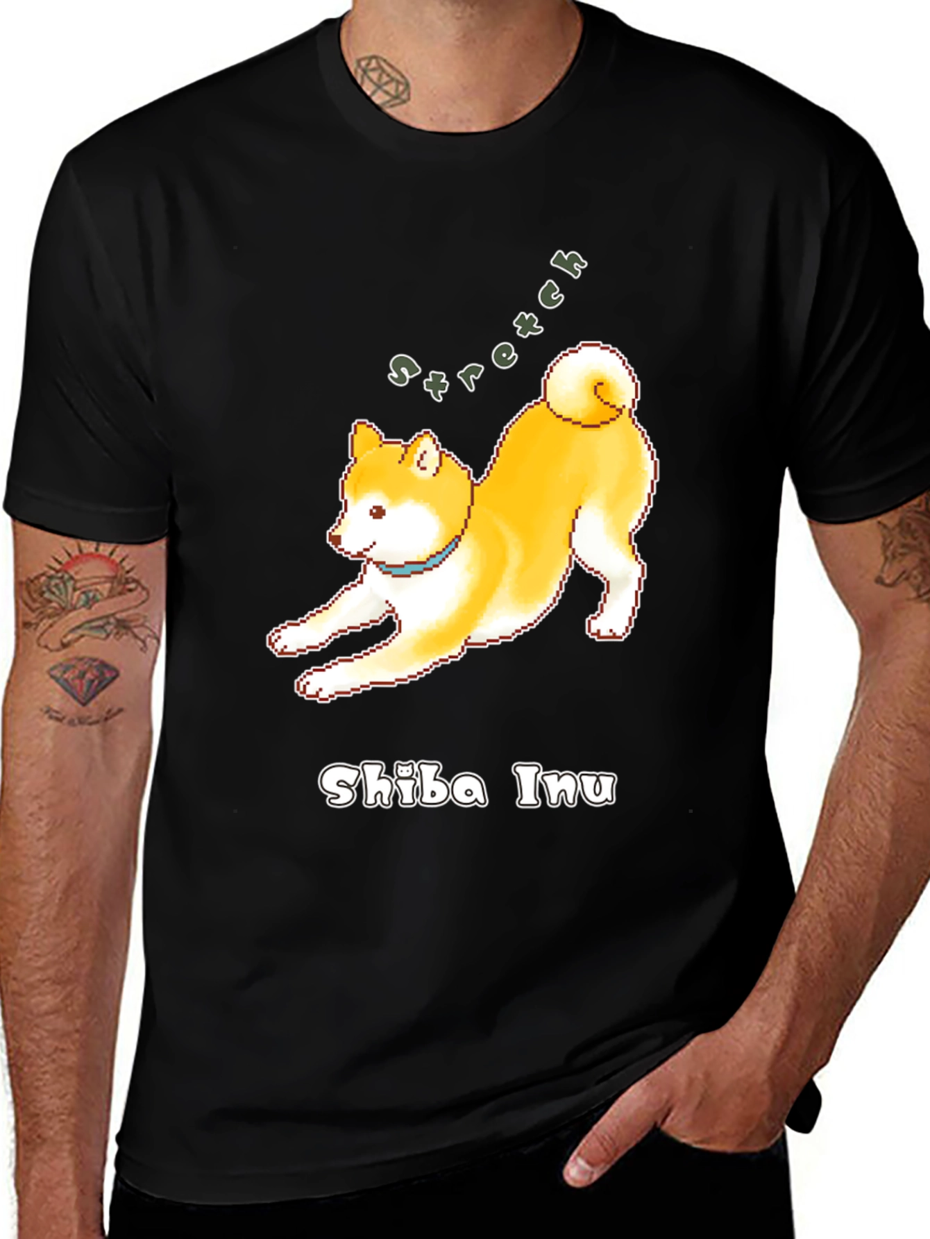 Shiba Inu Stretch Black T-Shirt