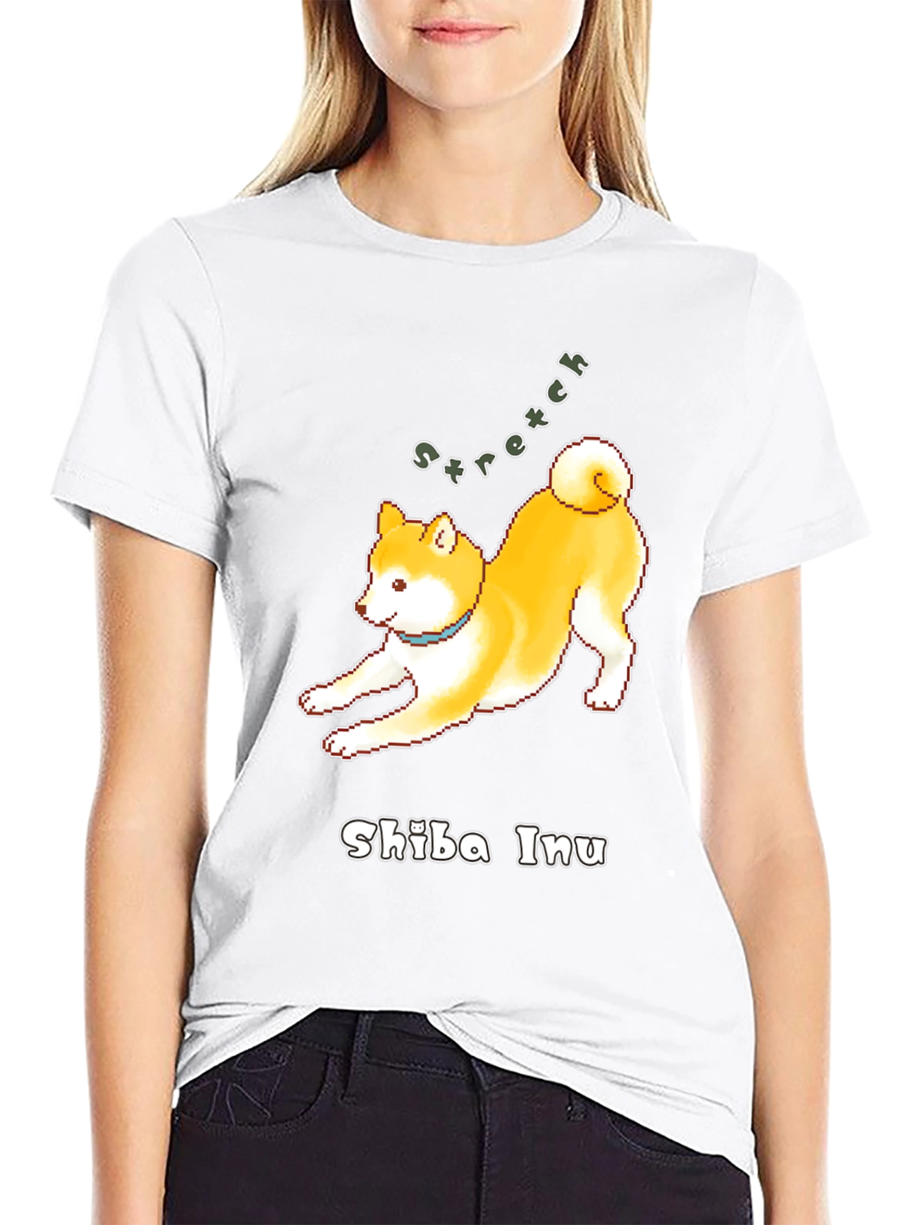 Shiba Inu Stretch Black T-Shirt
