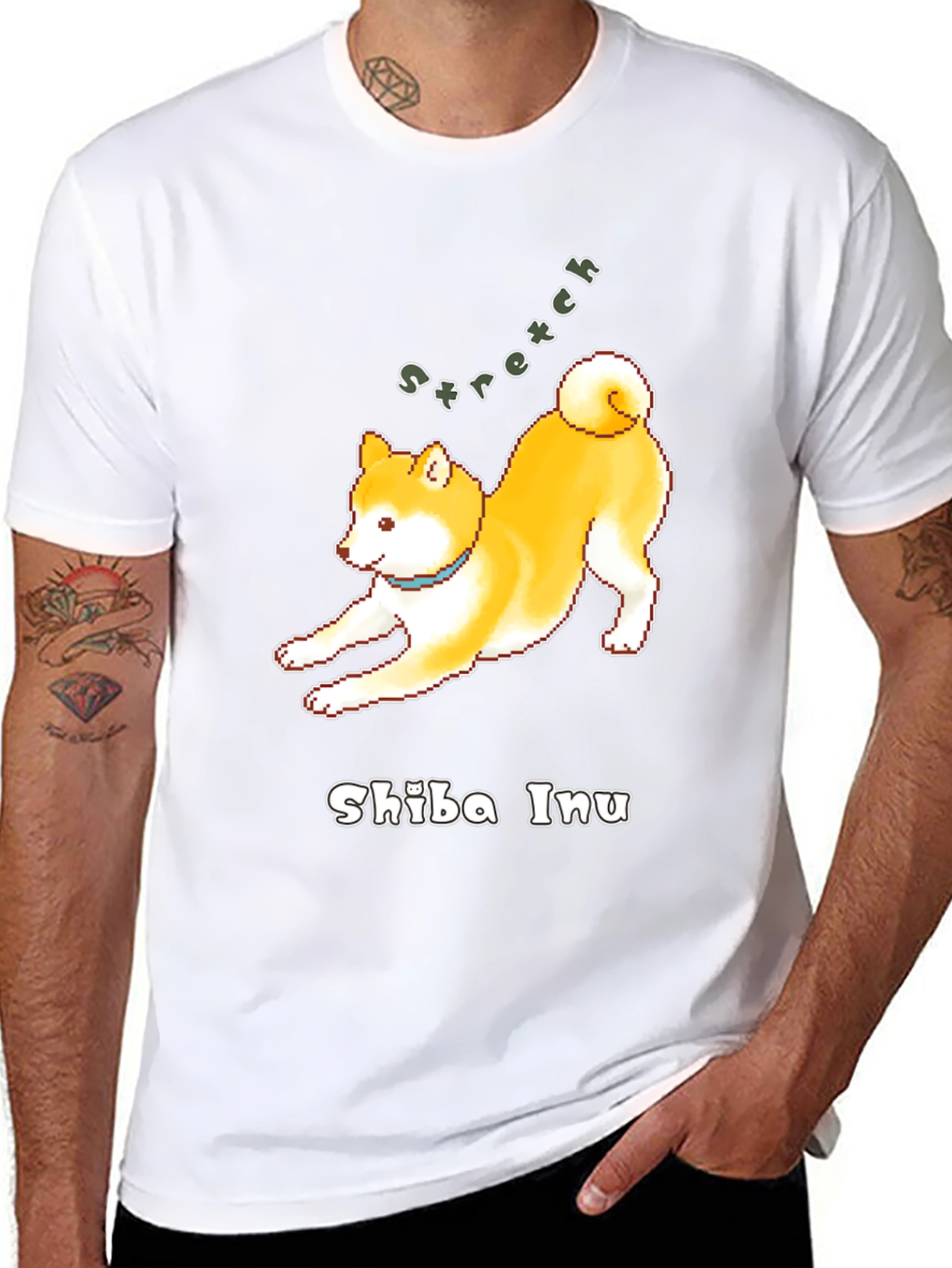 Shiba Inu Stretch Black T-Shirt