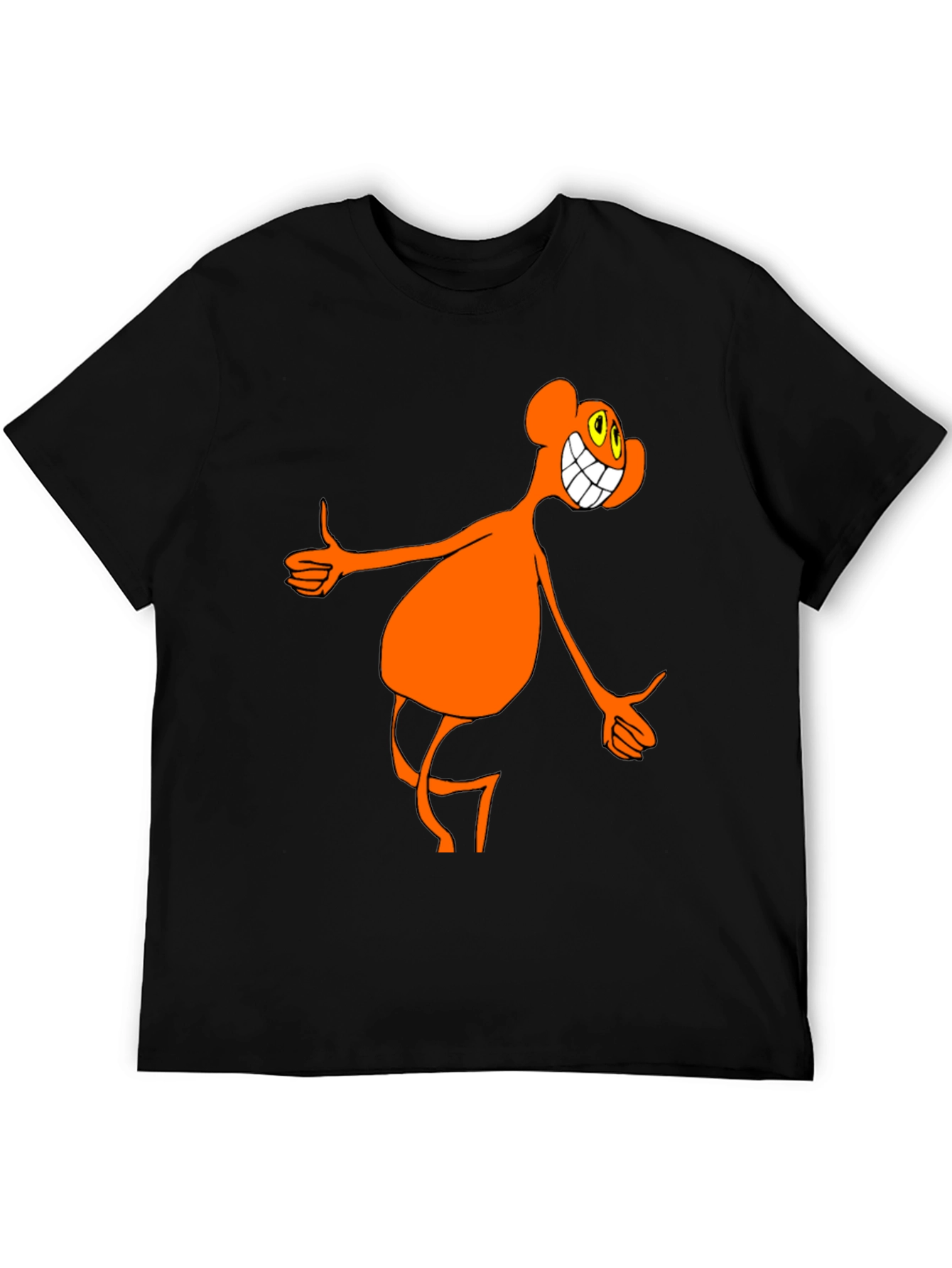 Funky Orange Cartoon Character Black T-Shirt