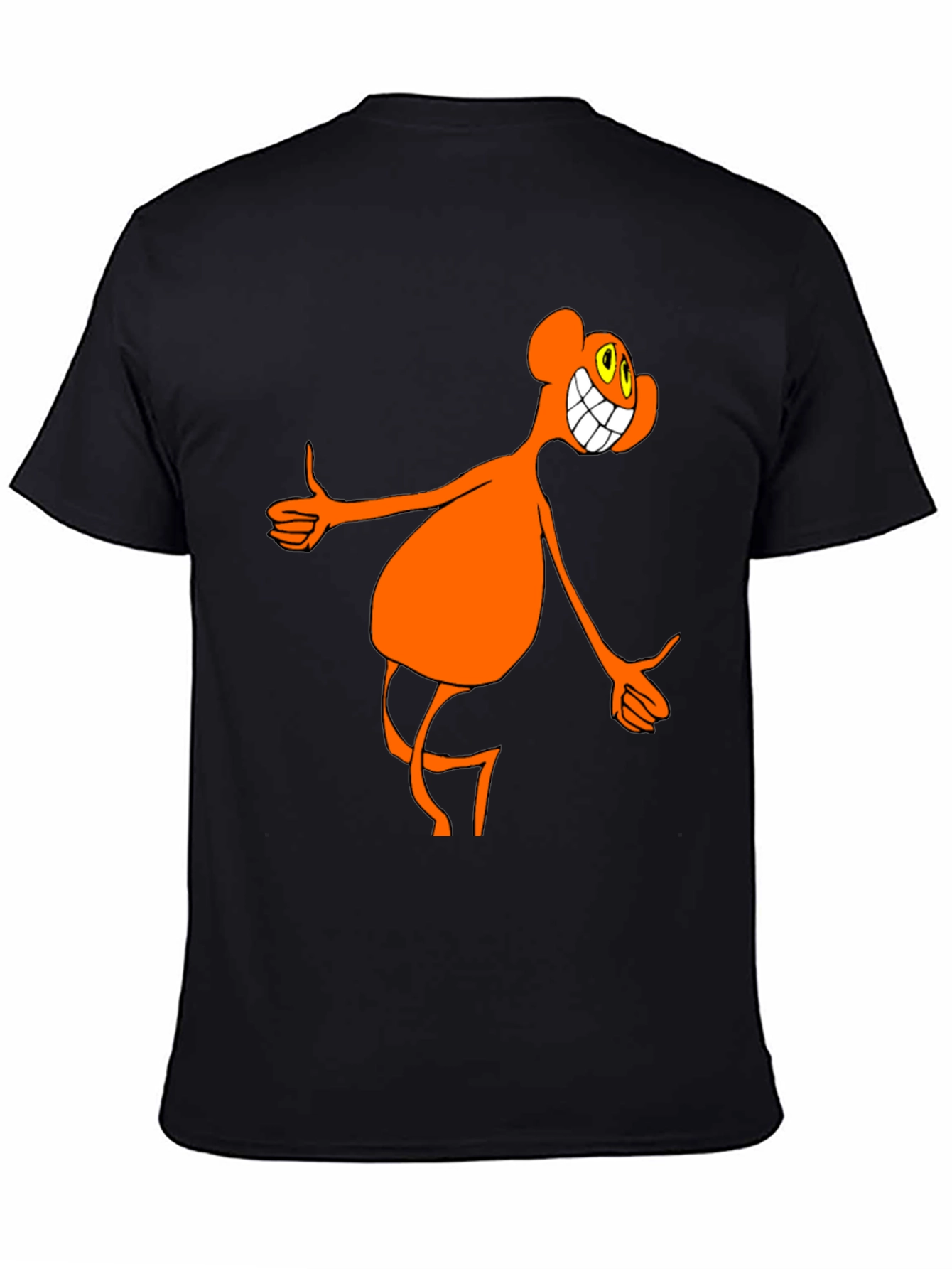 Funky Orange Cartoon Character Black T-Shirt