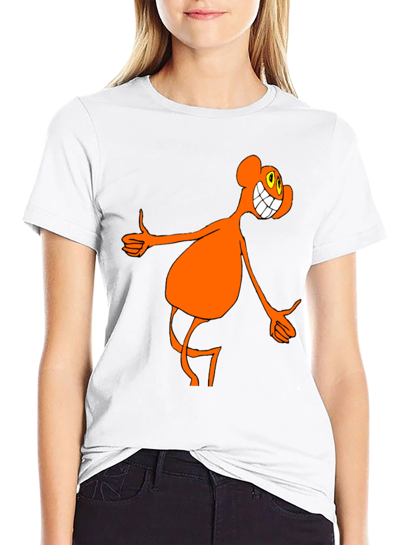 Funky Orange Cartoon Character Black T-Shirt