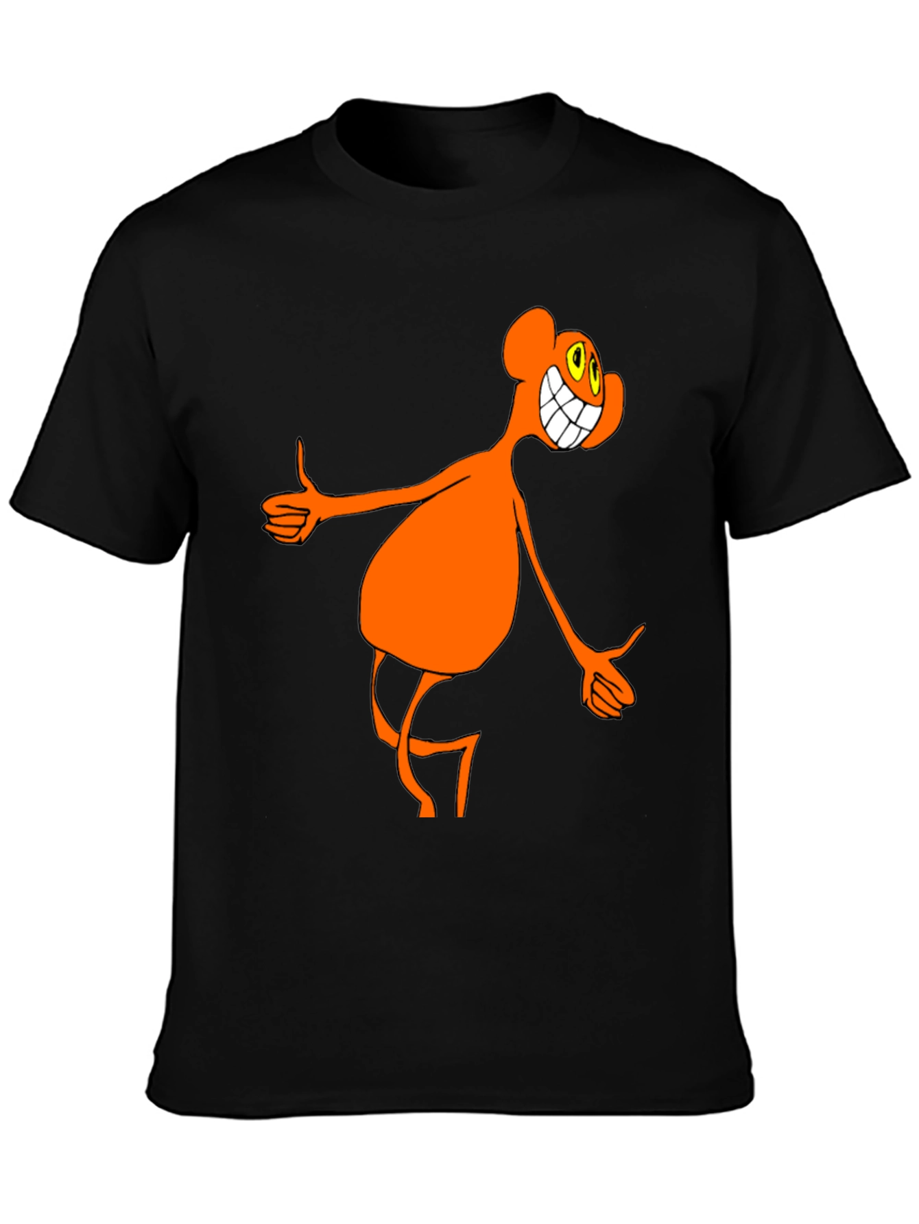 Funky Orange Cartoon Character Black T-Shirt