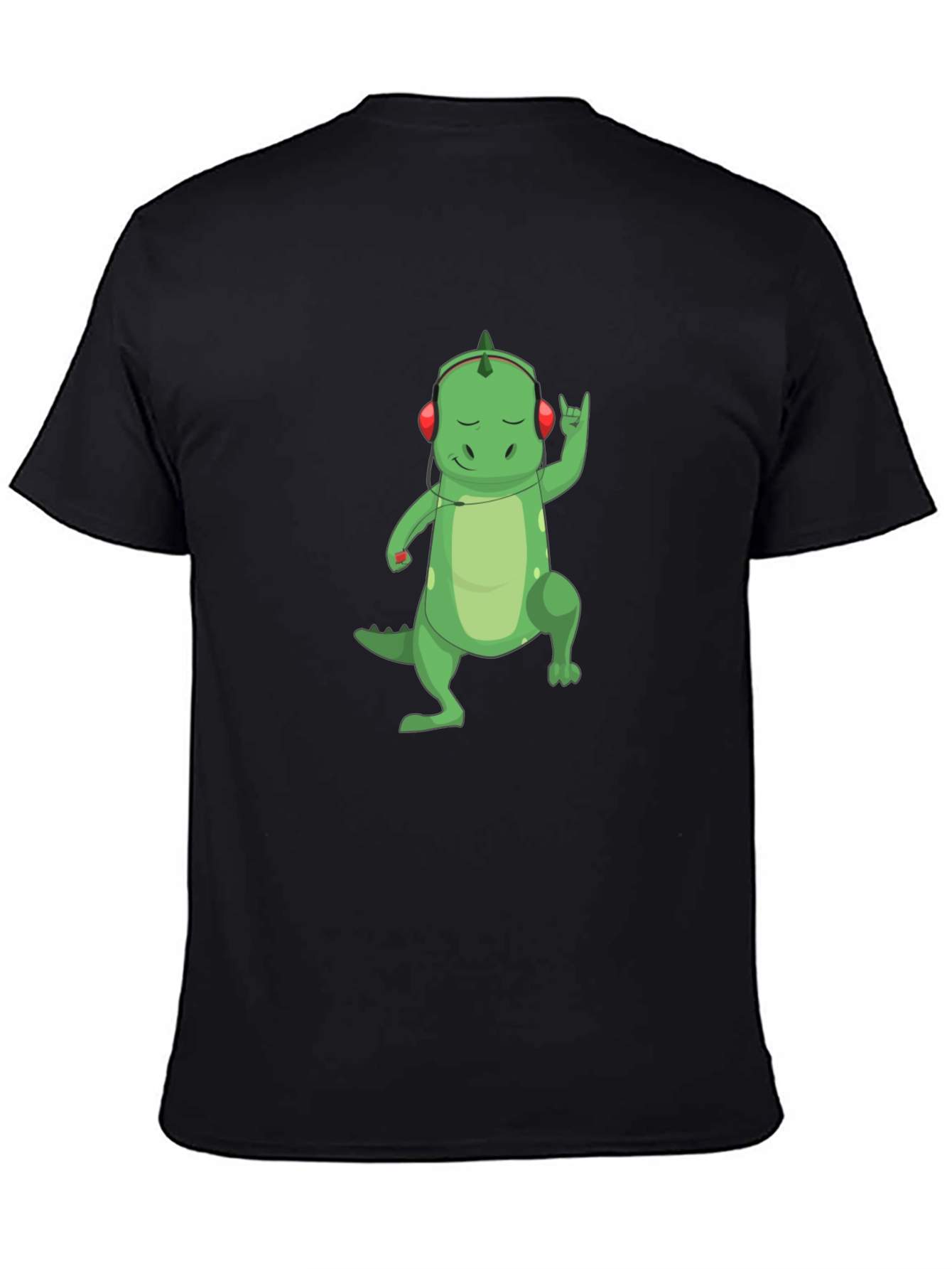 Dino Rocker T-Shirt - Cool Cartoon Dinosaur with Headphones