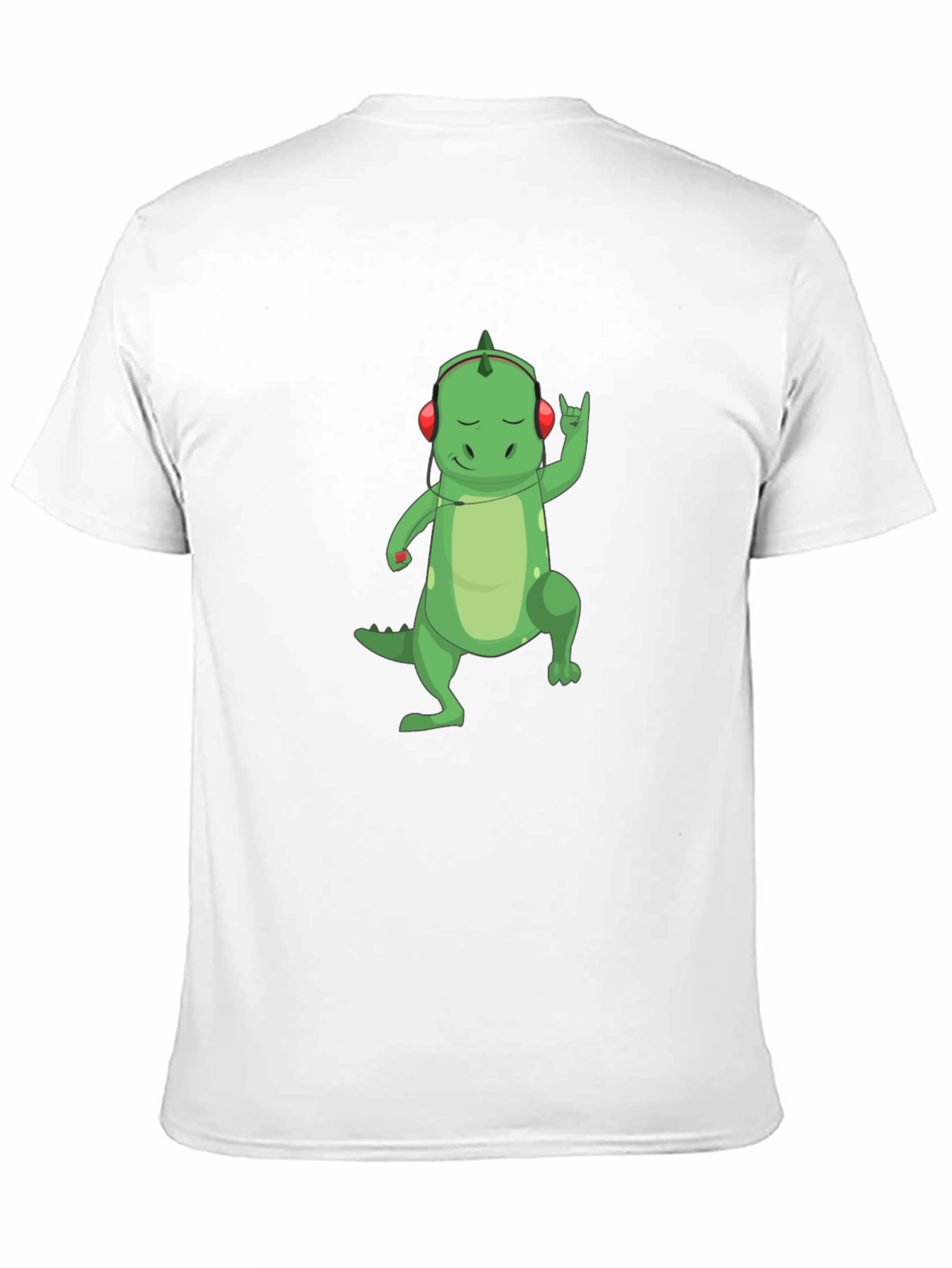 Dino Rocker T-Shirt - Cool Cartoon Dinosaur with Headphones