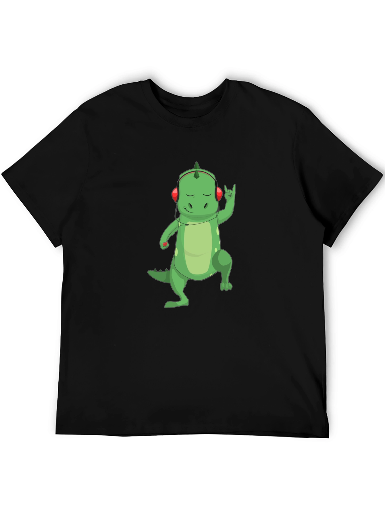 Dino Rocker T-Shirt - Cool Cartoon Dinosaur with Headphones