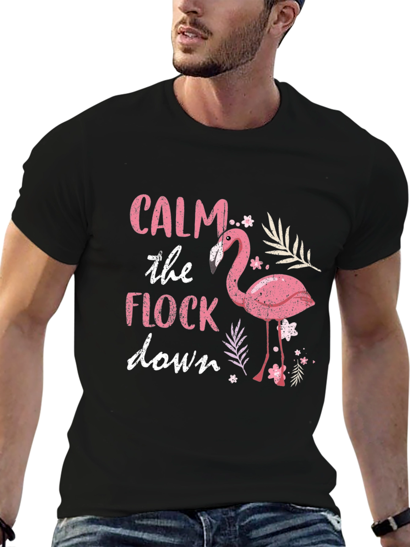 Calm The Flock Down Flamingo Graphic T-Shirt