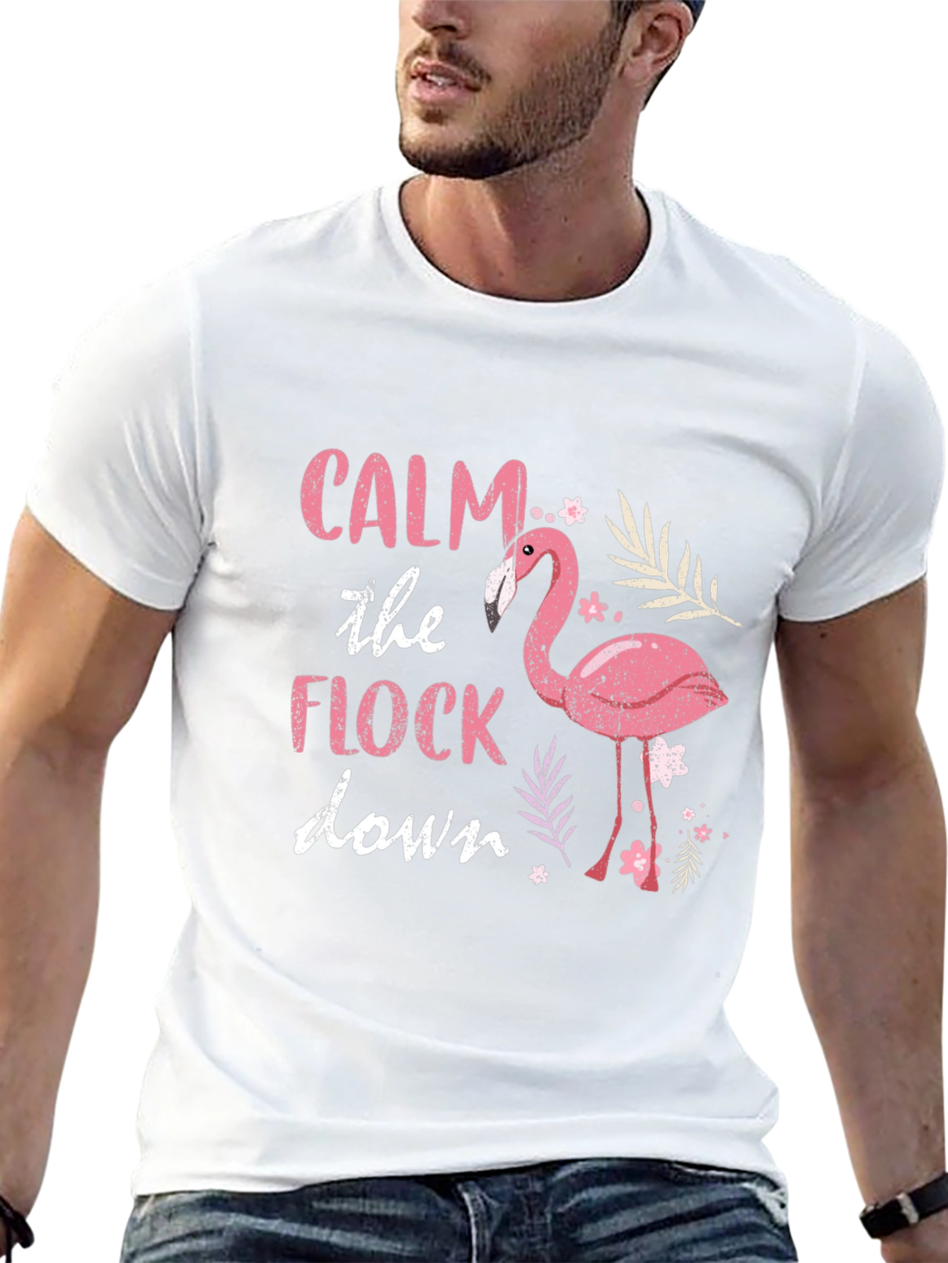 Calm The Flock Down Flamingo Graphic T-Shirt