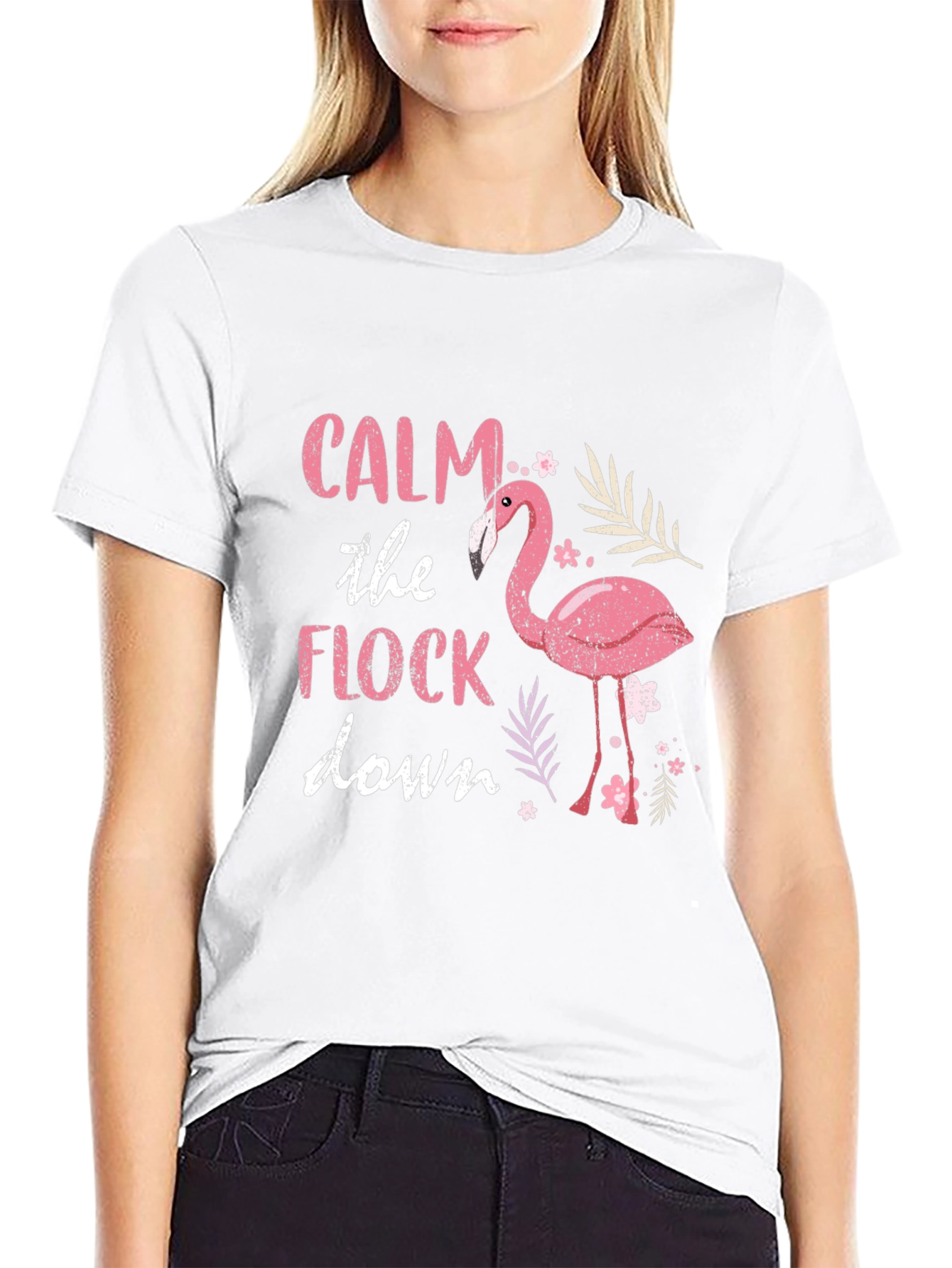 Calm The Flock Down Flamingo Graphic T-Shirt
