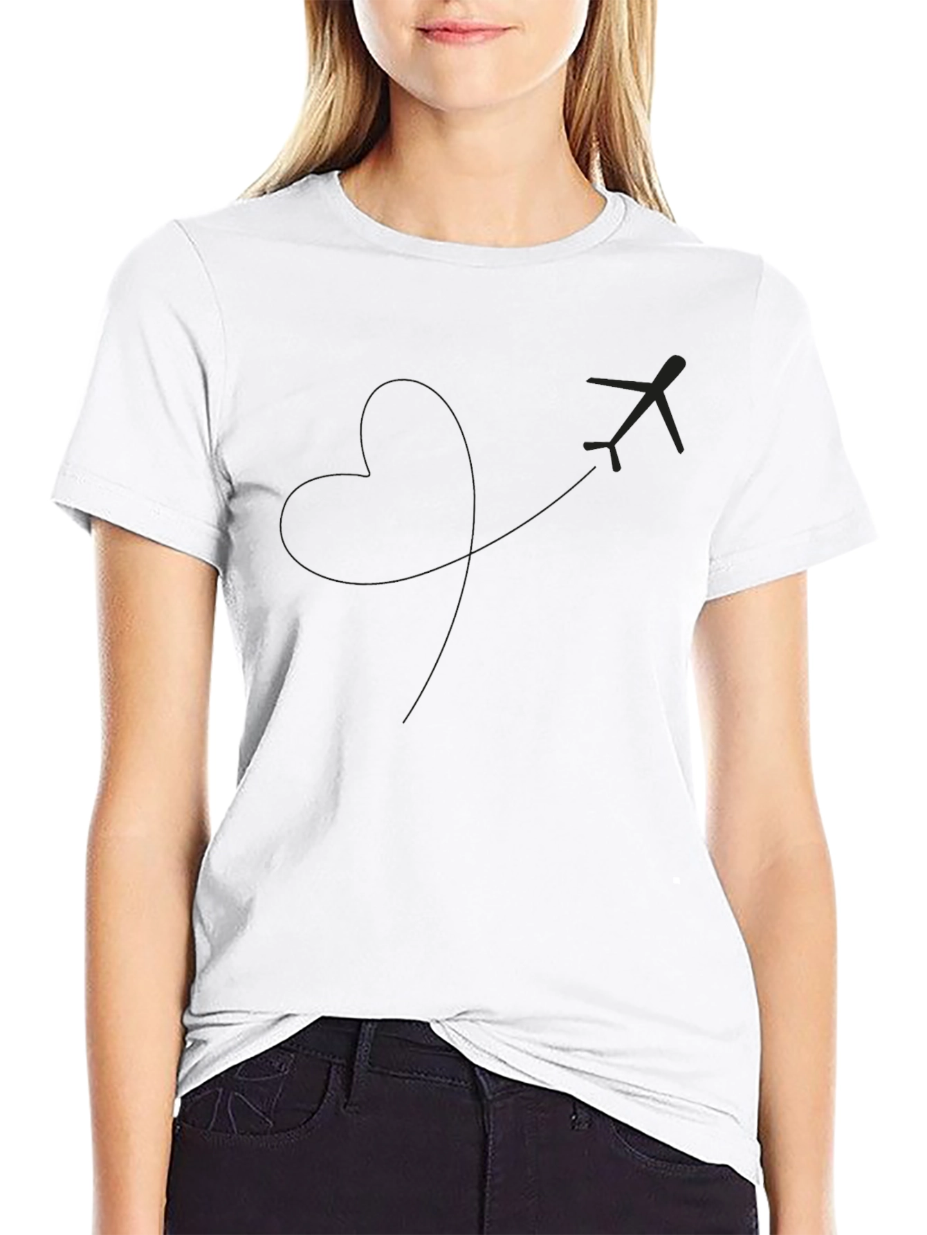 Mens Black T-Shirt: Airplane Heart