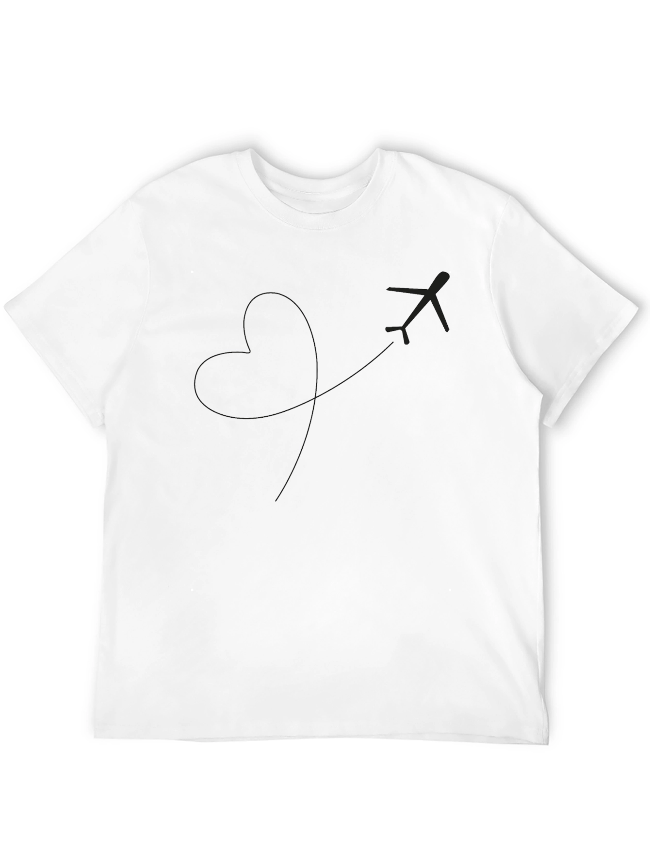 Mens Black T-Shirt: Airplane Heart