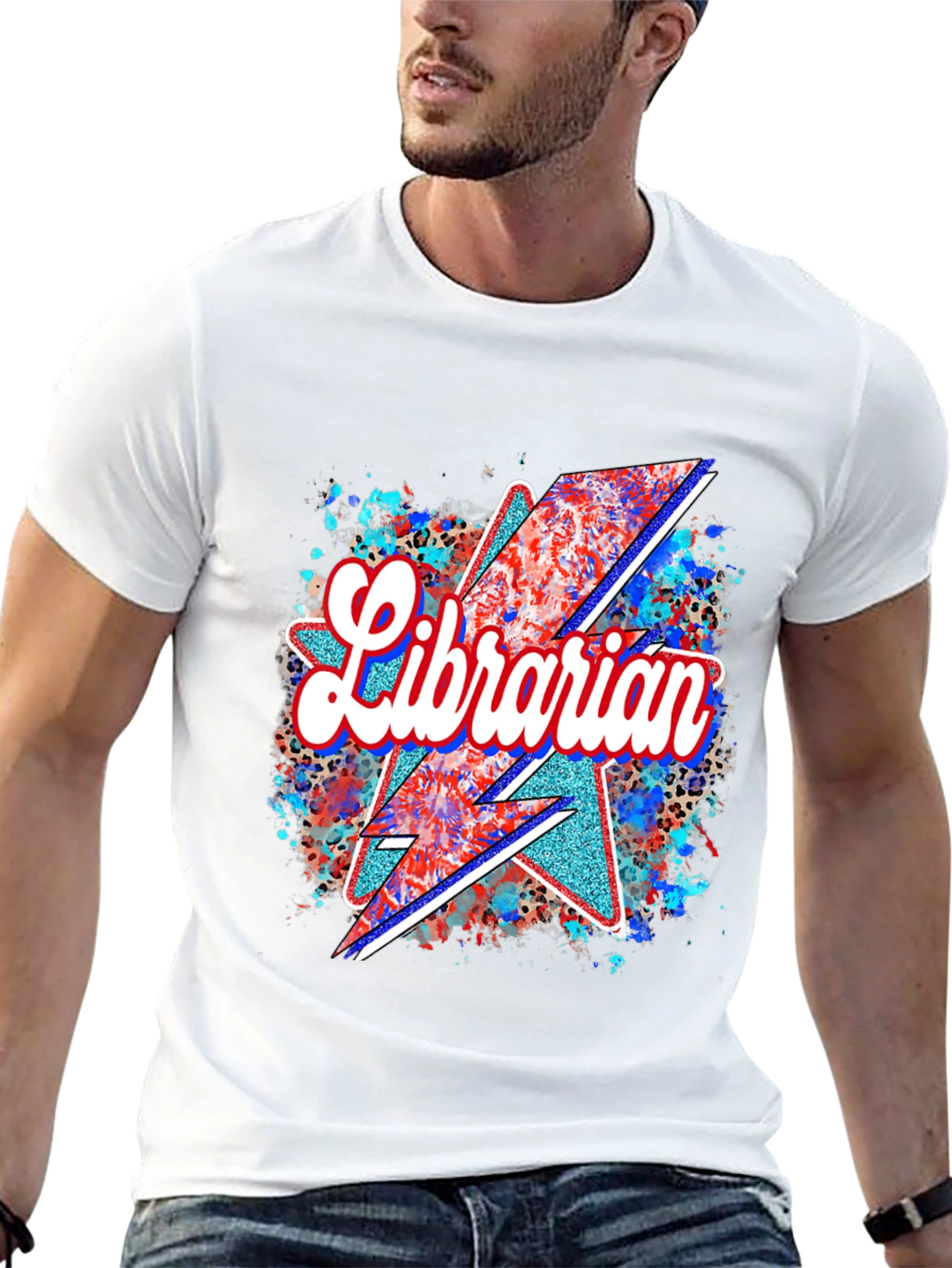 Librarian Patriotic Lightning Bolt T-Shirt
