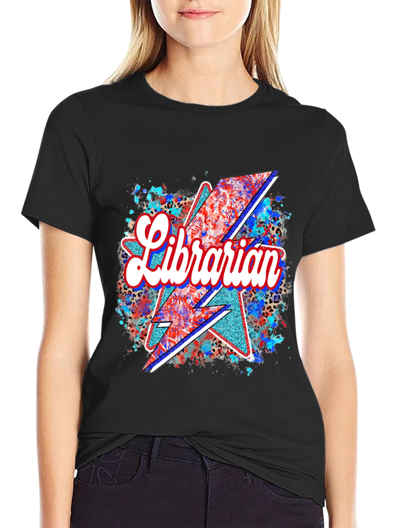 Librarian Patriotic Lightning Bolt T-Shirt