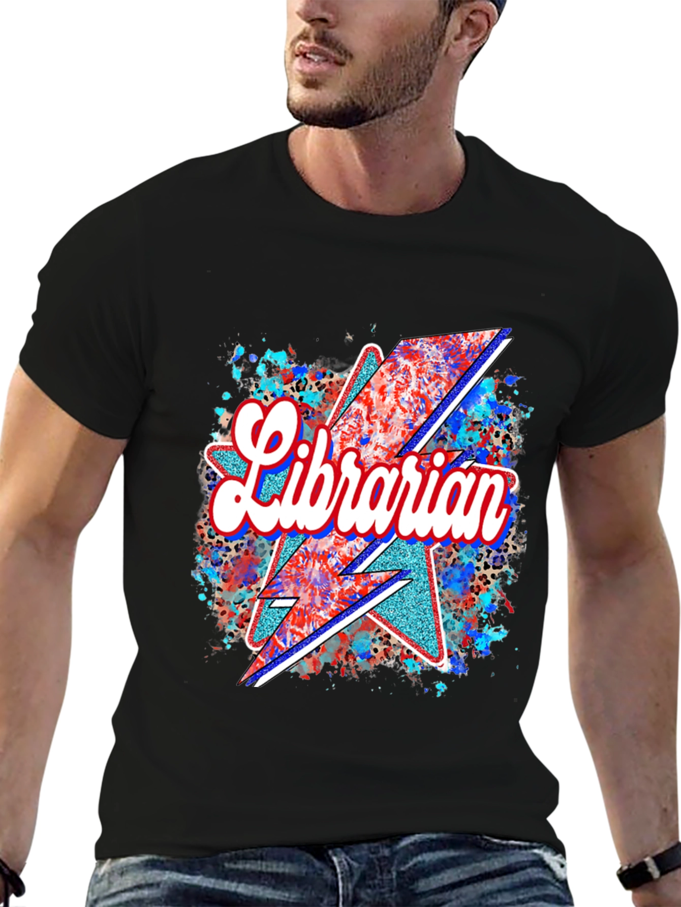 Librarian Patriotic Lightning Bolt T-Shirt
