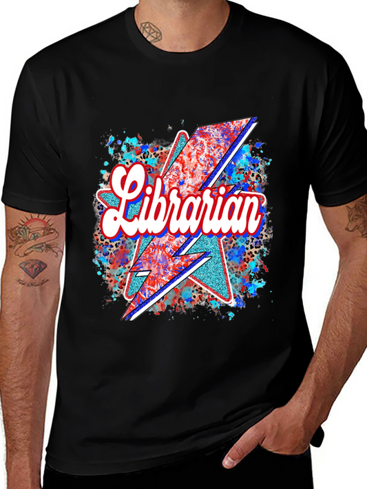Librarian Patriotic Lightning Bolt T-Shirt
