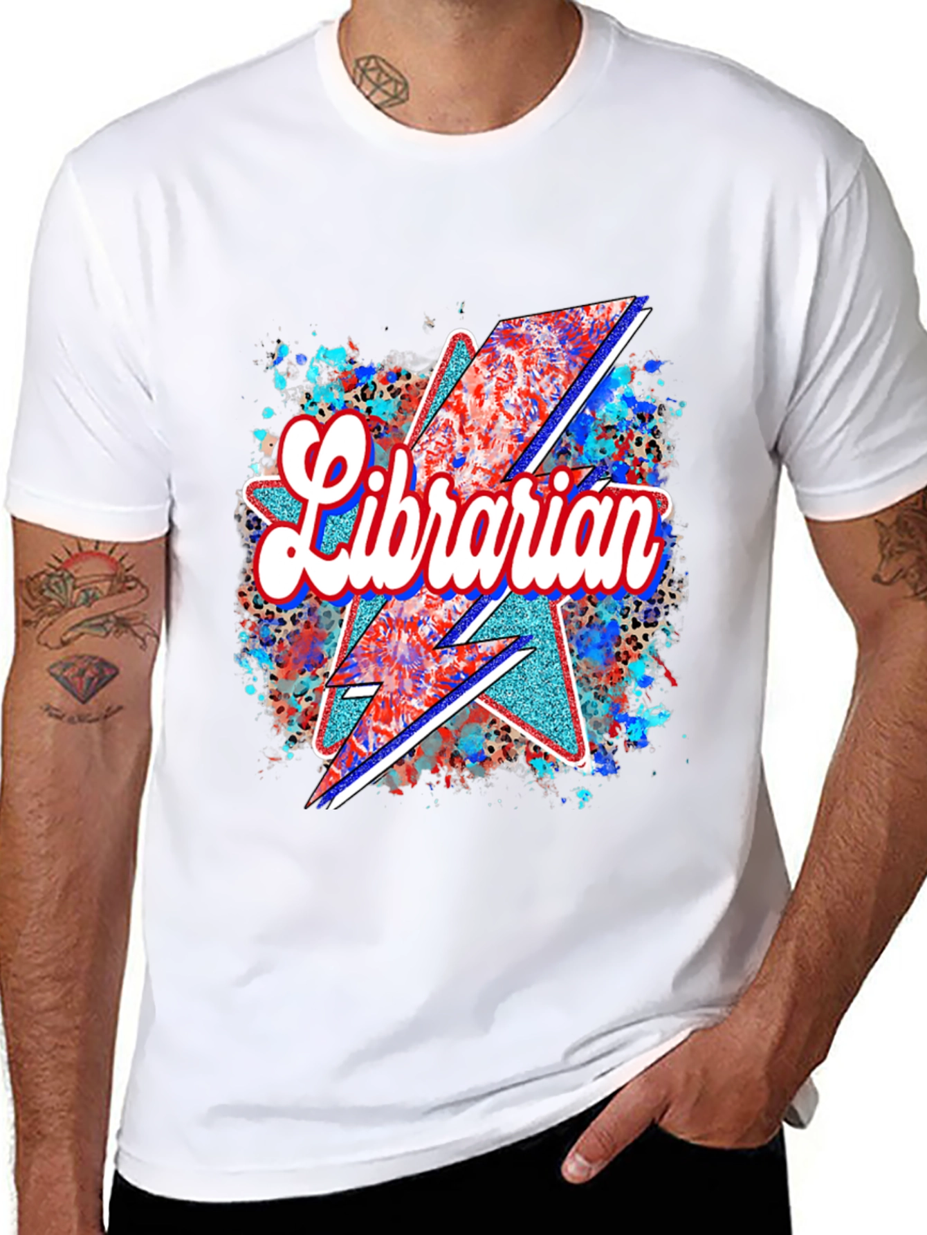 Librarian Patriotic Lightning Bolt T-Shirt