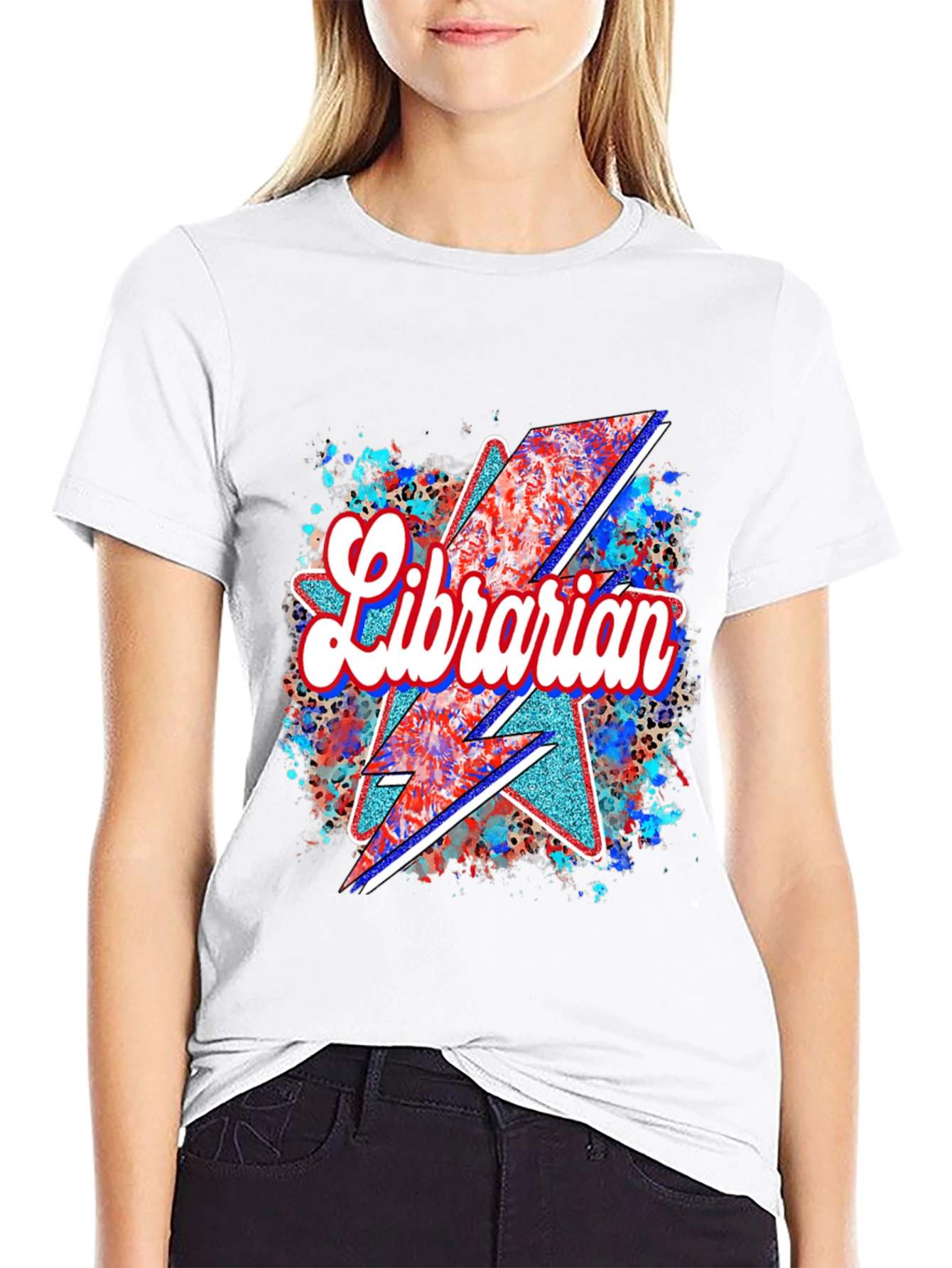 Librarian Patriotic Lightning Bolt T-Shirt